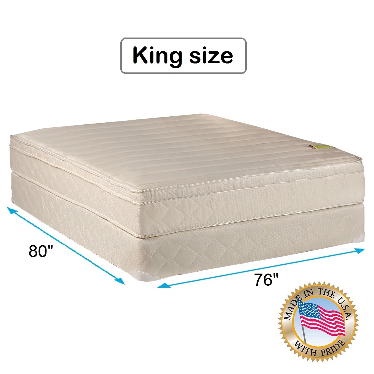 Comfort Pedic Firm PillowTop King Size Mattress set with Mattress Cover Protector Included - Innerspring coils, Assembled, Orthopedic, Longlasting by Dream Solutions USA