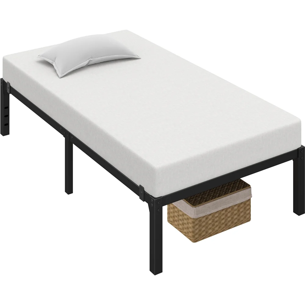Easyfashion 14Inch Metal Platform Bed Frame with Slat Support,Twin XL,Black