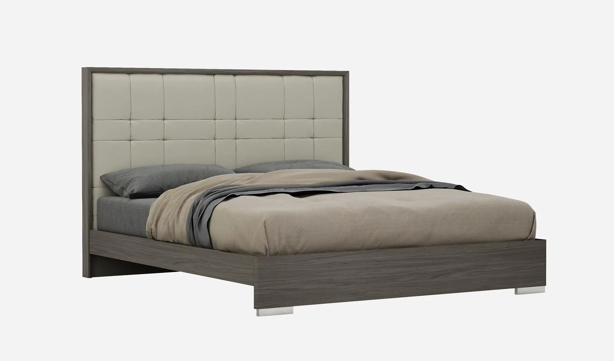 Chestnut Finish Chrome Accents Queen Size Bedroom Set 5Pcs Modern J&M Copenhagen