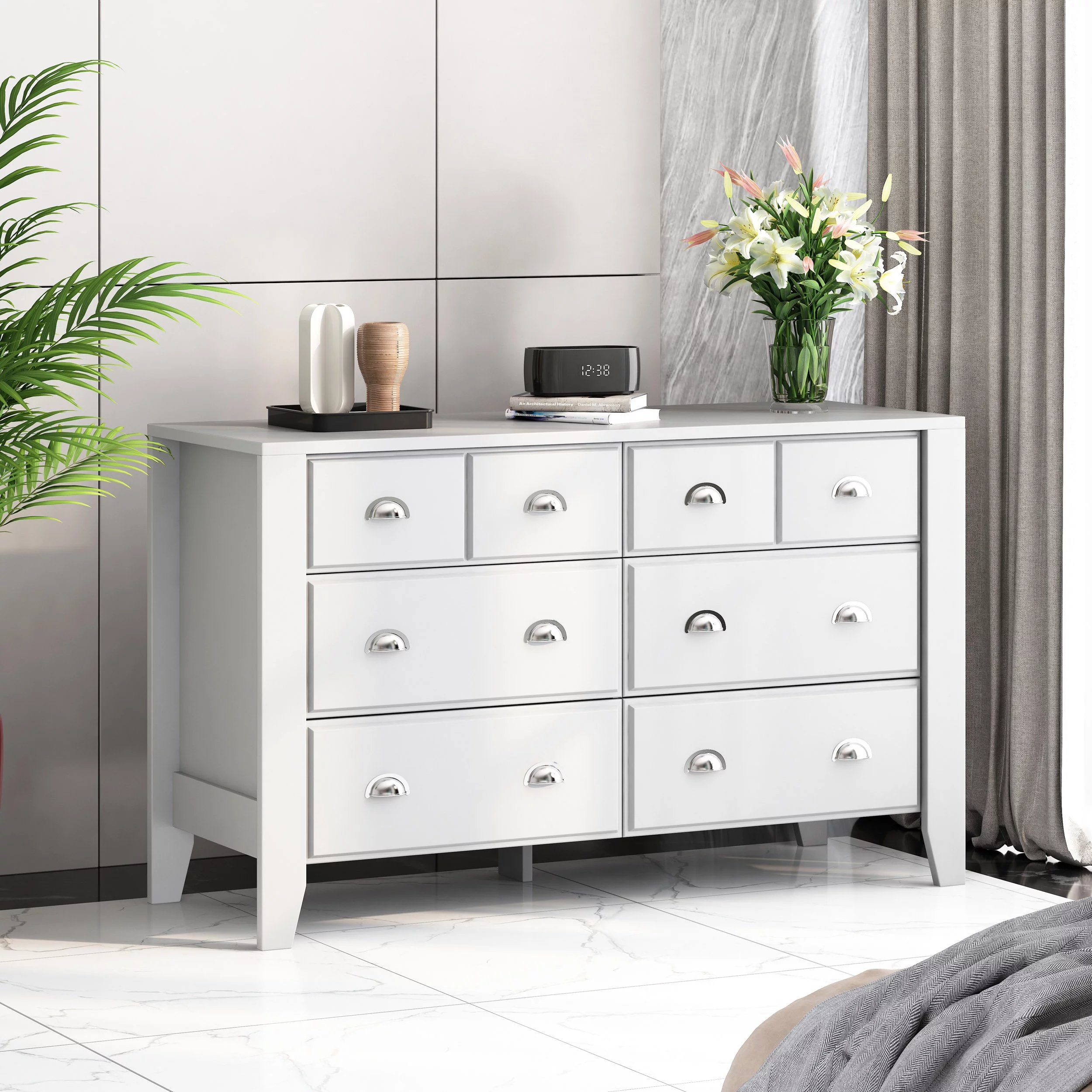 Christopher Knight Home Foisy Faux Wood 6 Drawer Double Dresser by Black Dark Wood