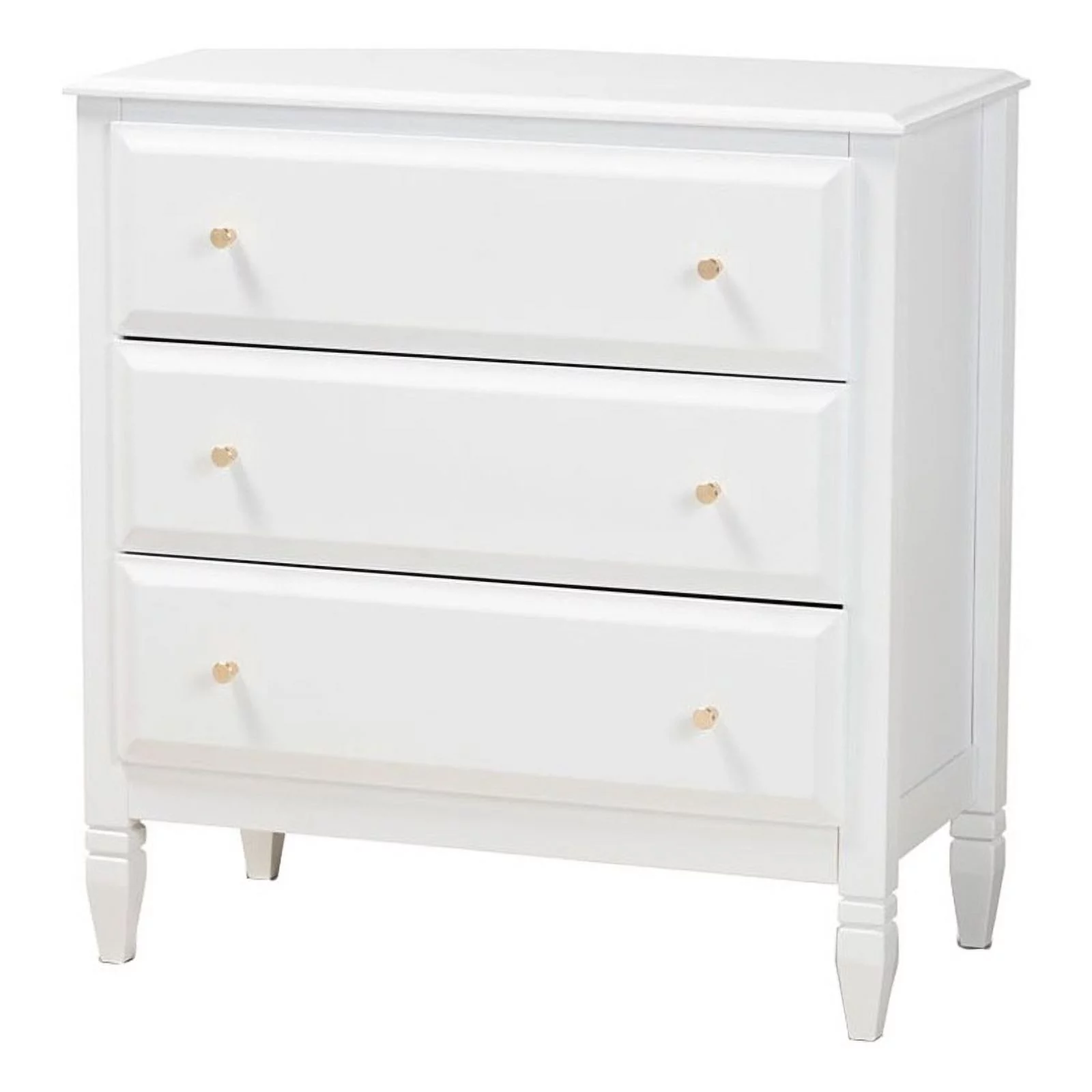Bowery Hill Transitional 3-Drawer Wood Bedroom Chest in White