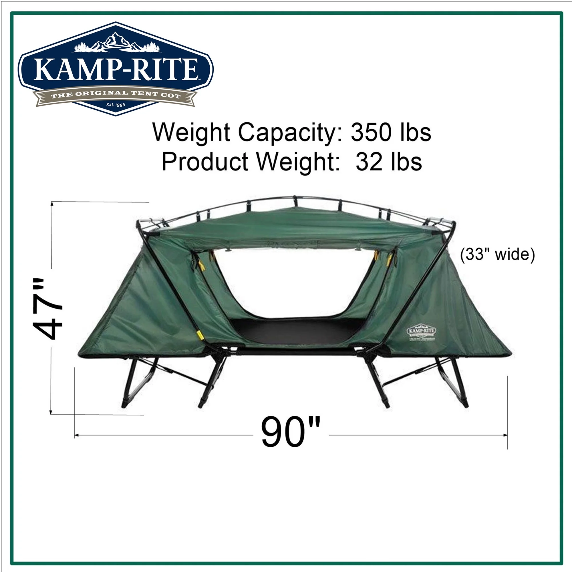 Kamp-Rite Oversized Quick Setup 1 Person Cot, Chair, & Tent w/Domed Top