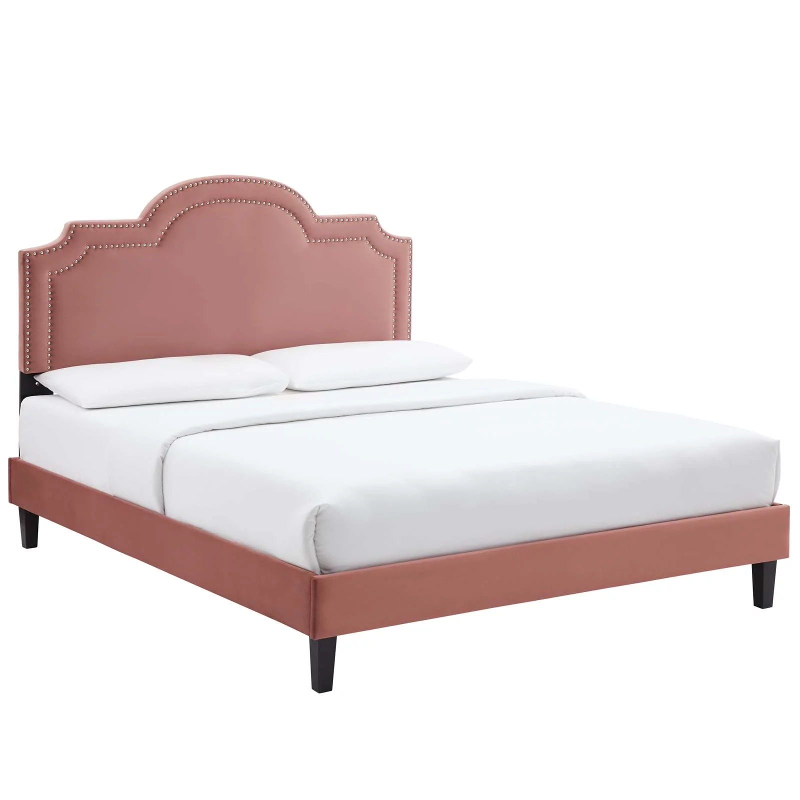 Modway Aviana Performance Velvet Full Bed in Dusty Rose