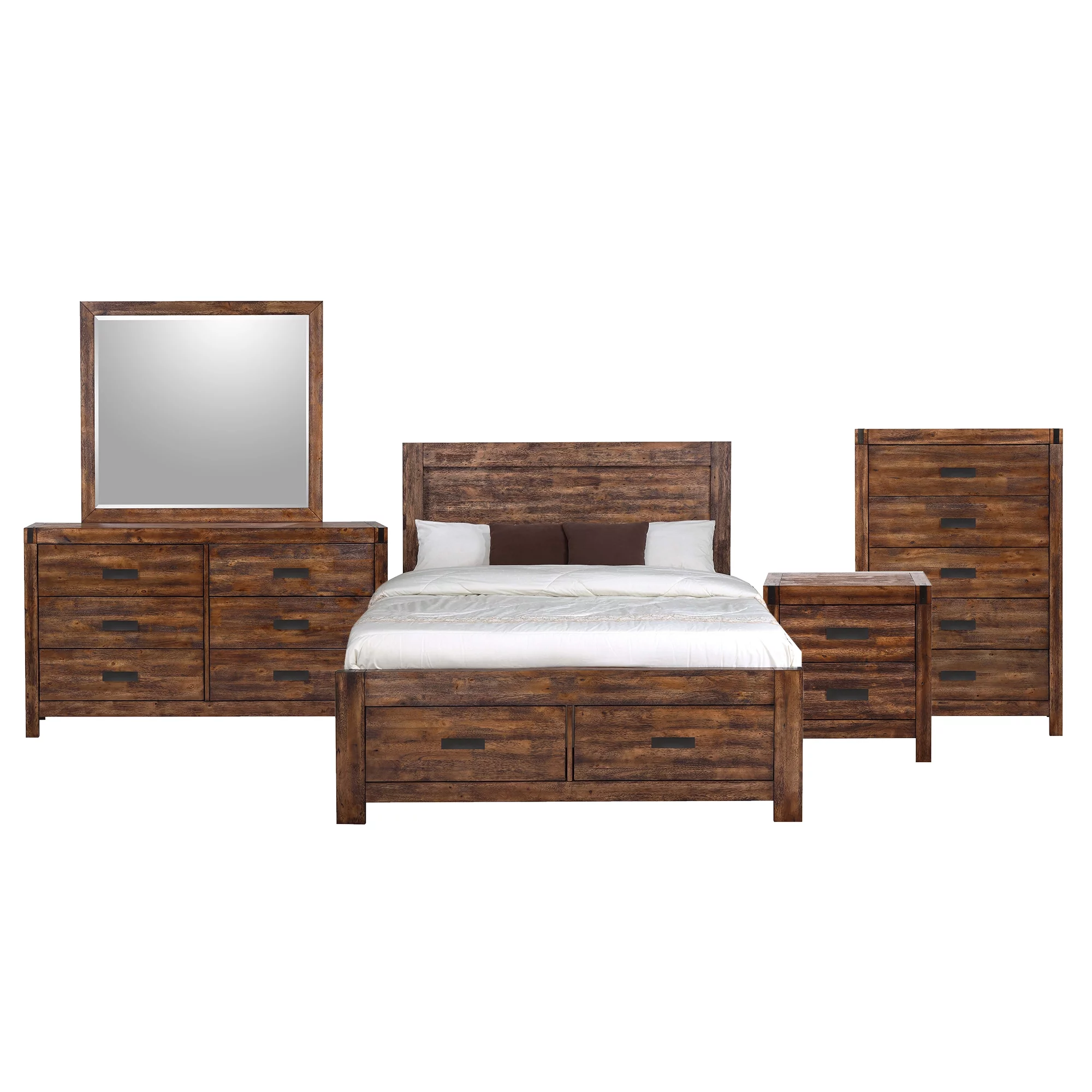 Picket House Furnishings Wren King 5PC Platform Storage Bedroom Set In Chestnut