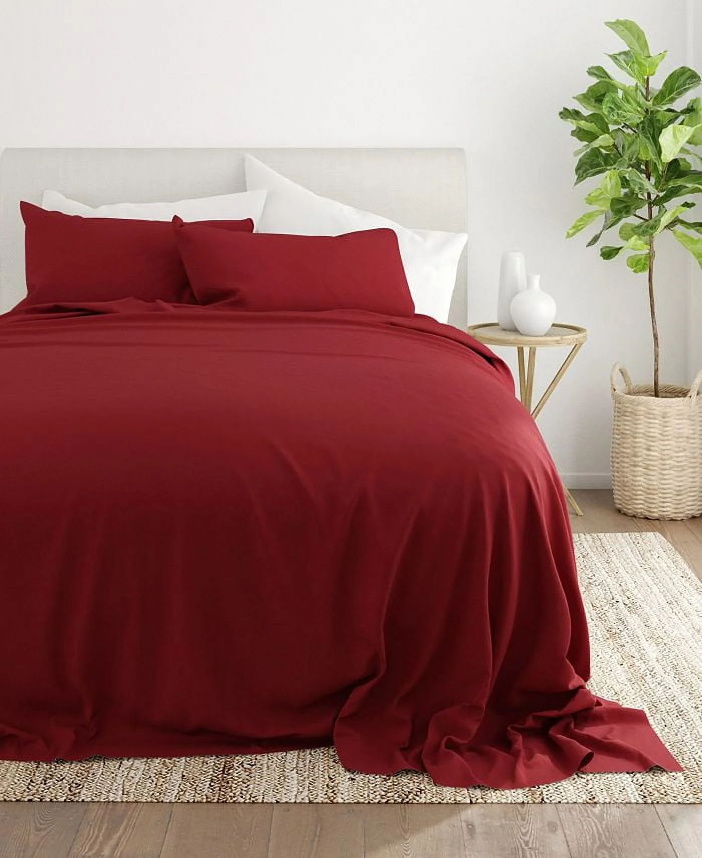 800TC Split Head King Size 4PC Sheet Set - Premium 800-Thread-Count 100% Egyptian Cotton, Fit Upto 30 inches Extra Deep Pockets Mattress - Burgundy