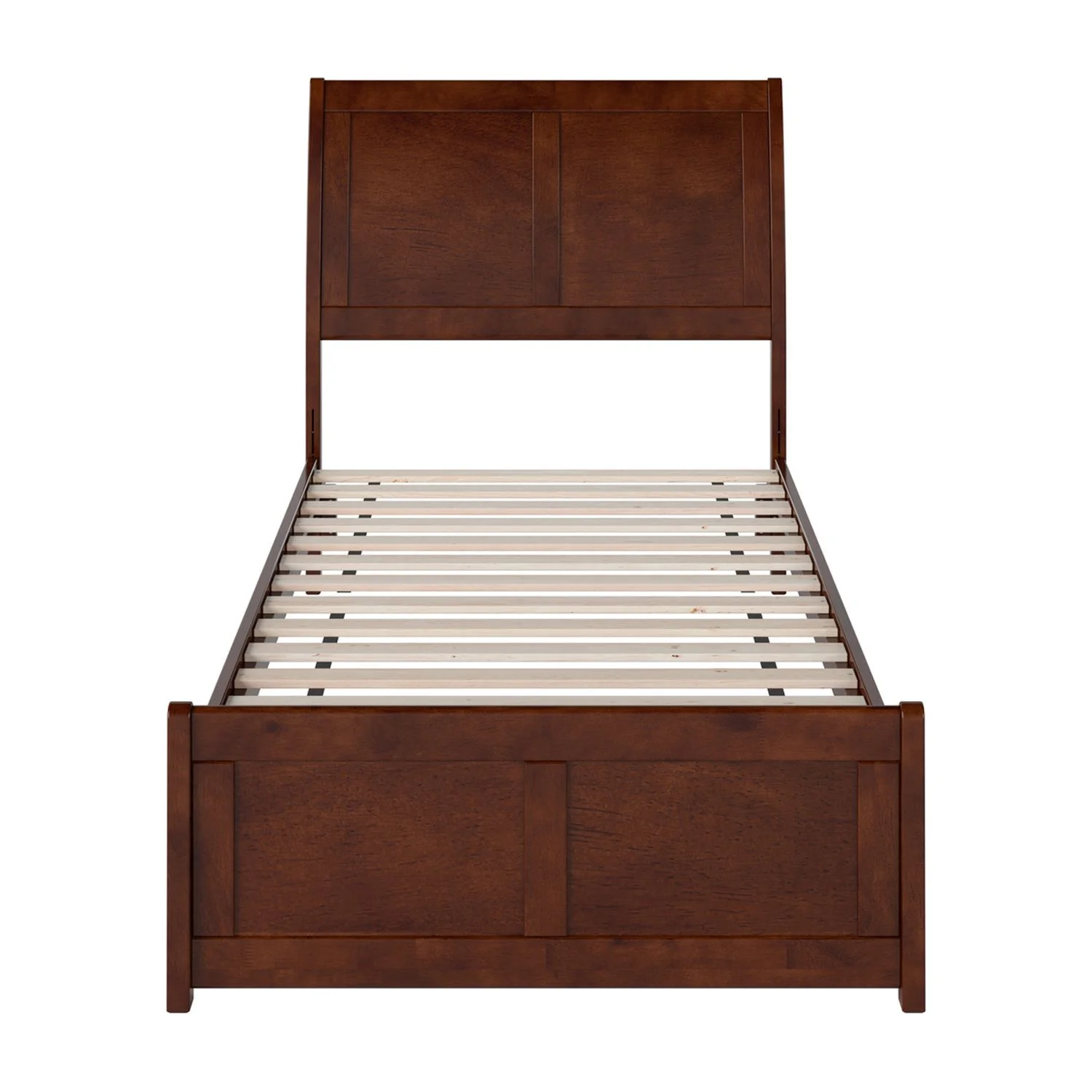 AFI Valencia Twin XL Solid Wood Low Profile Sleigh Platform Bed with Matching Footboard in Walnut