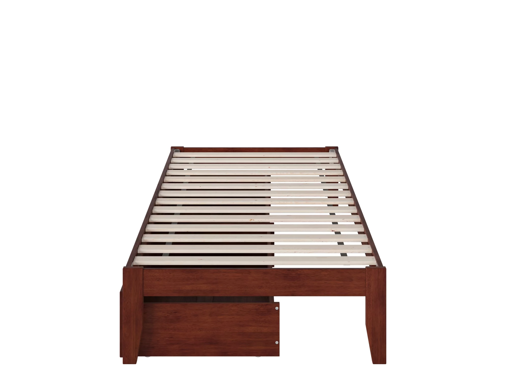 Colorado Twin Extra Long Bed with USB Turbo Charger and 2 Extra Long Drawers in Walnut