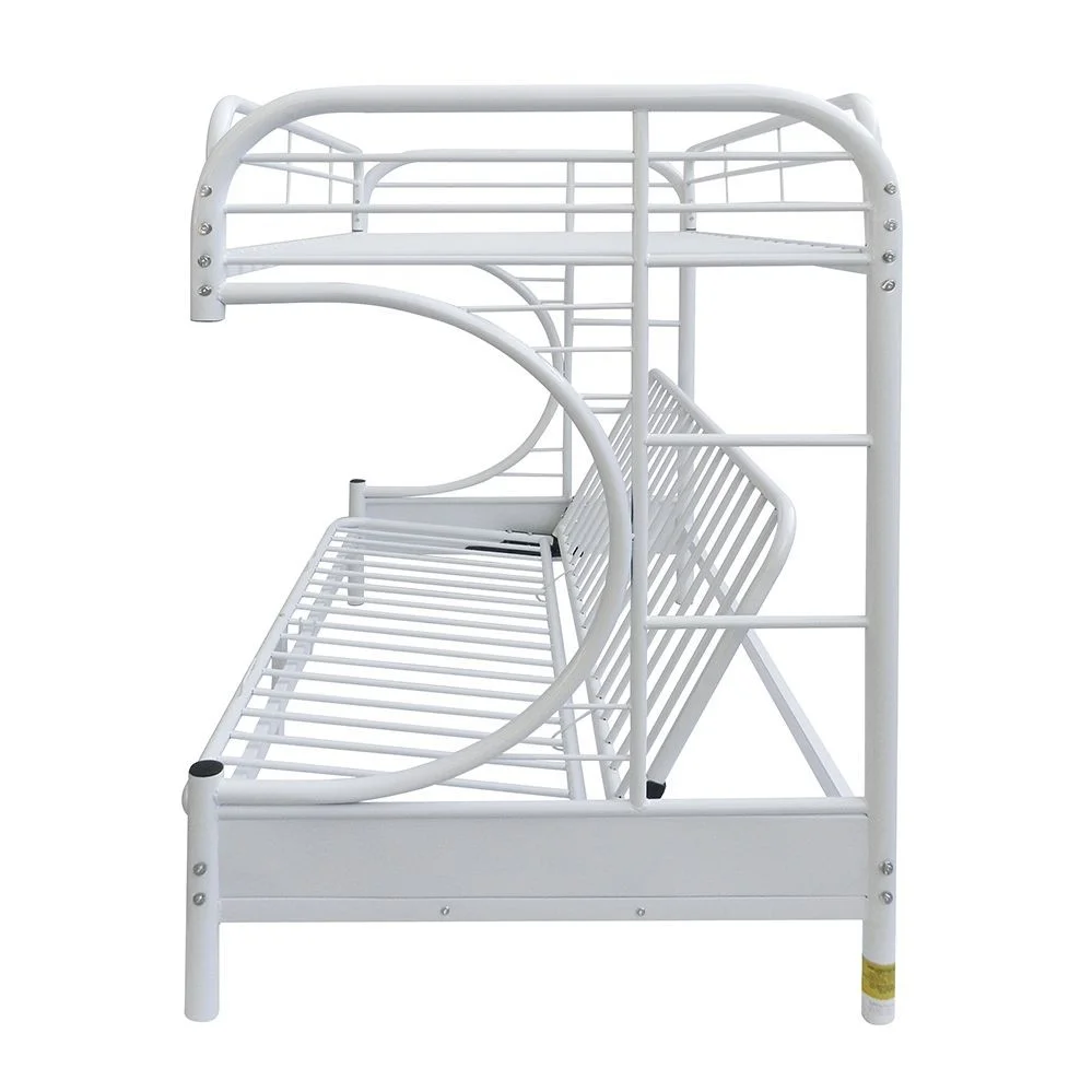 HomeRoots 403926 White Twin Over Full Size Futon Bunk Bed