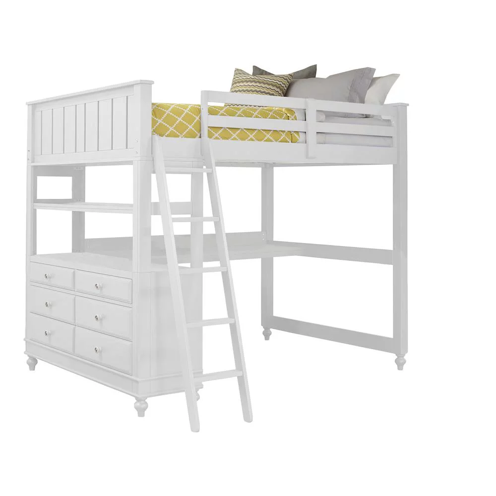NE Kids Lake House Full Loft Bed in White