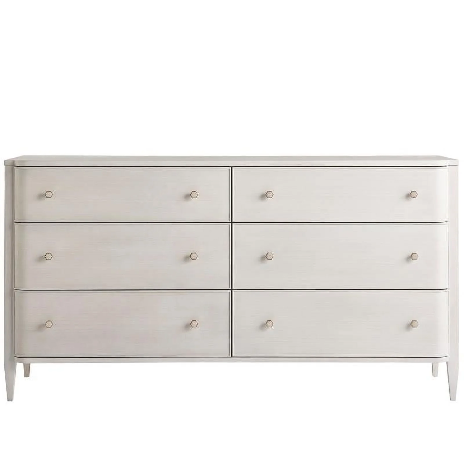 Maklaine Transitional Wood 6 Drawers Dresser in White Finish