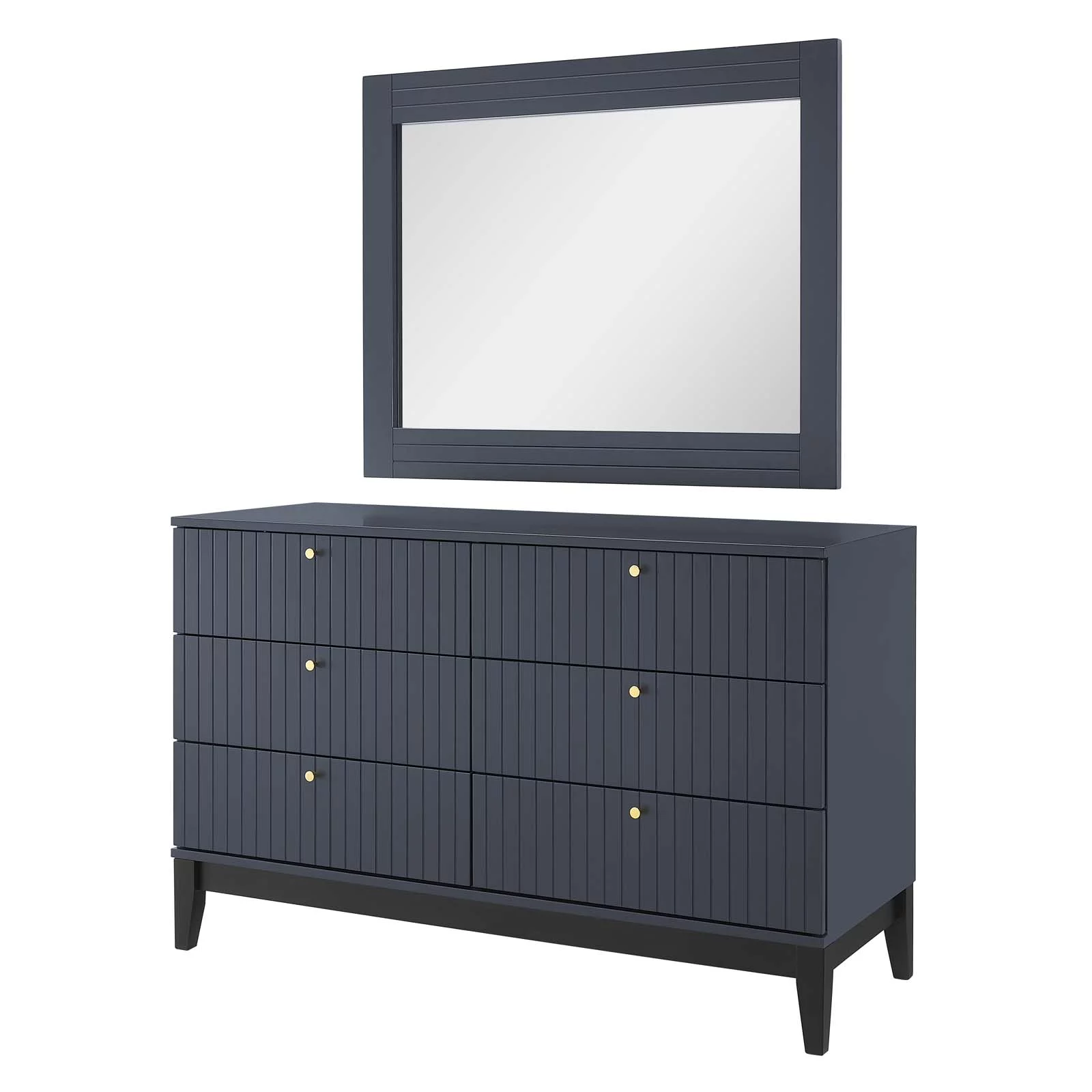 Dresser Drawer Chest Mirror Set, Blue, Wood, Modern Contemporary, Mid Century Bedroom Living Master Guest Suite Room