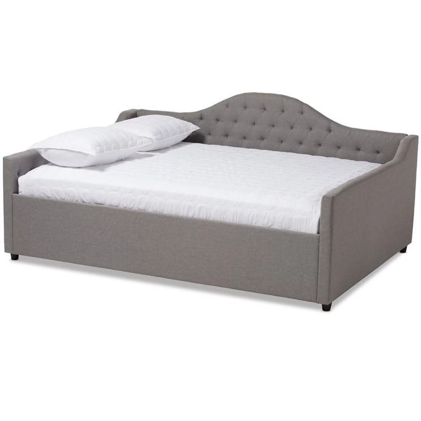 Bowery Hill Modern Fabric Tufted Full Daybed with Wood Frame in Gray