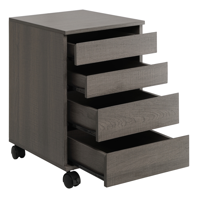 Holly 4-Drawer Mobile Storage Cart in Engineered Wood Farm Oak Finish