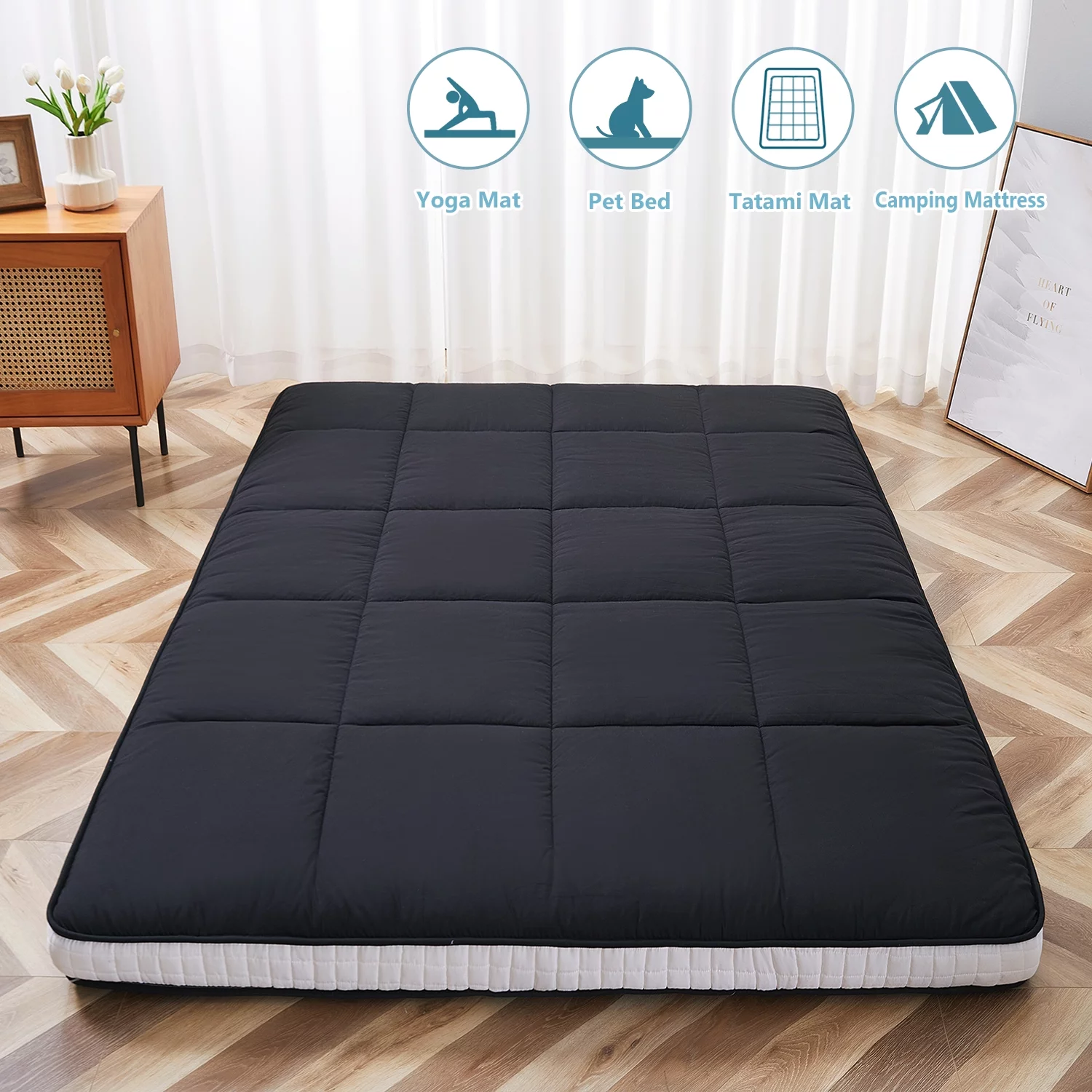 Slsy Japanese Floor Mattress Futon Mattress, Thicken Tatami Mat, Sleeping Pad Roll Up Mattress, Floor Lounger Bed Folding Couch Bed Mattress Pad