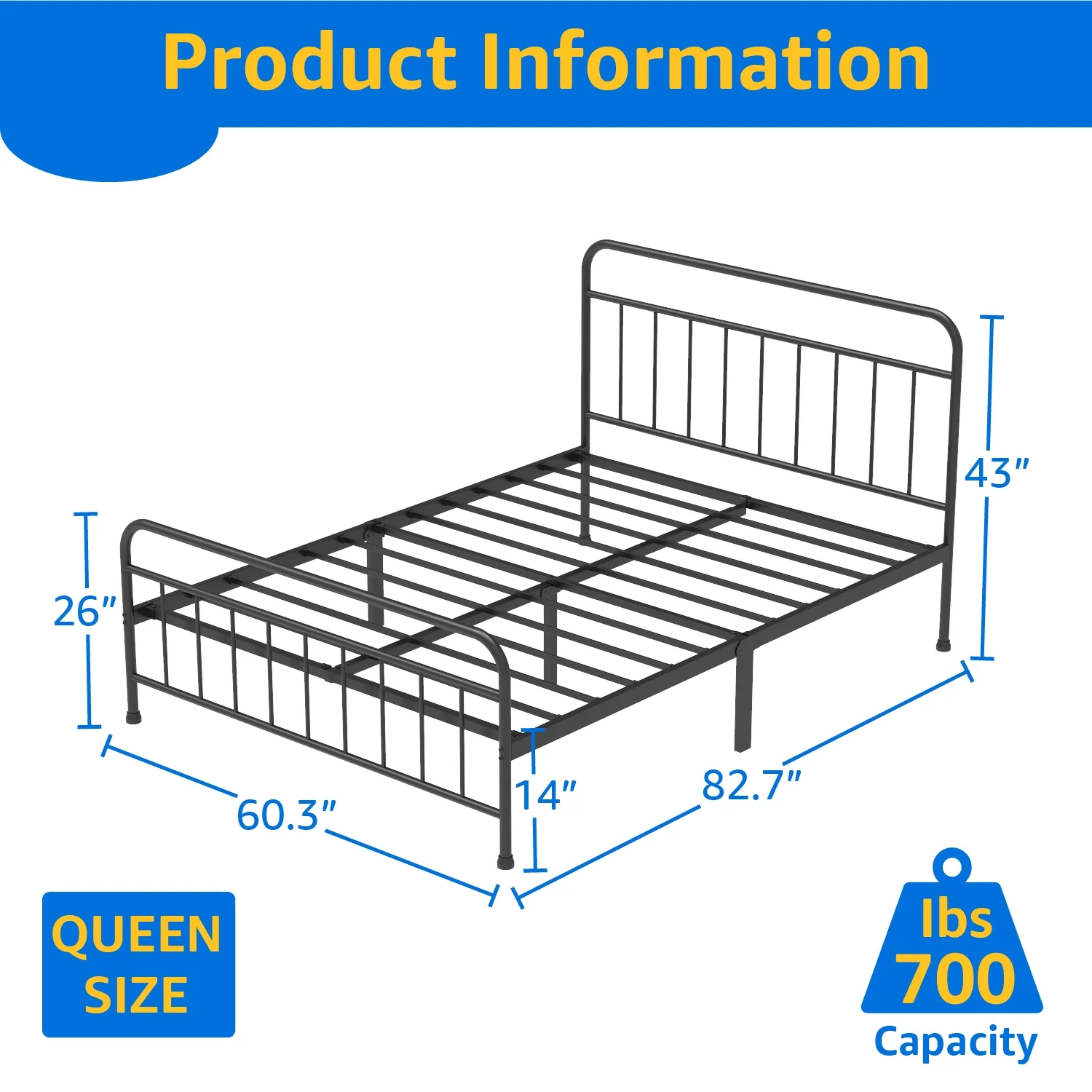 Mainstays Ardent Queen Metal Spindle Bed Black,Adult,with headboard