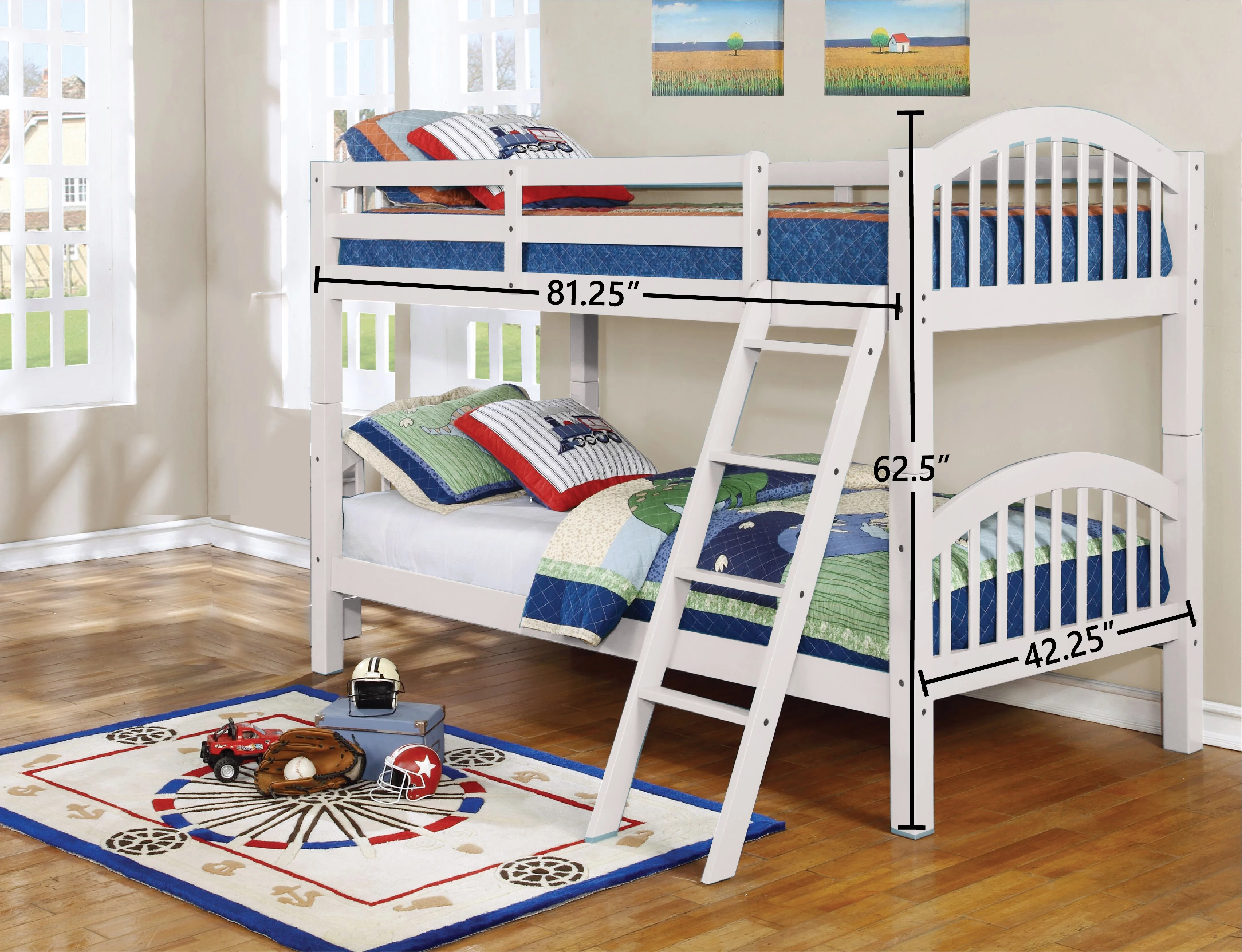 Glenmount Convertible Twin Arched Bunk Bed