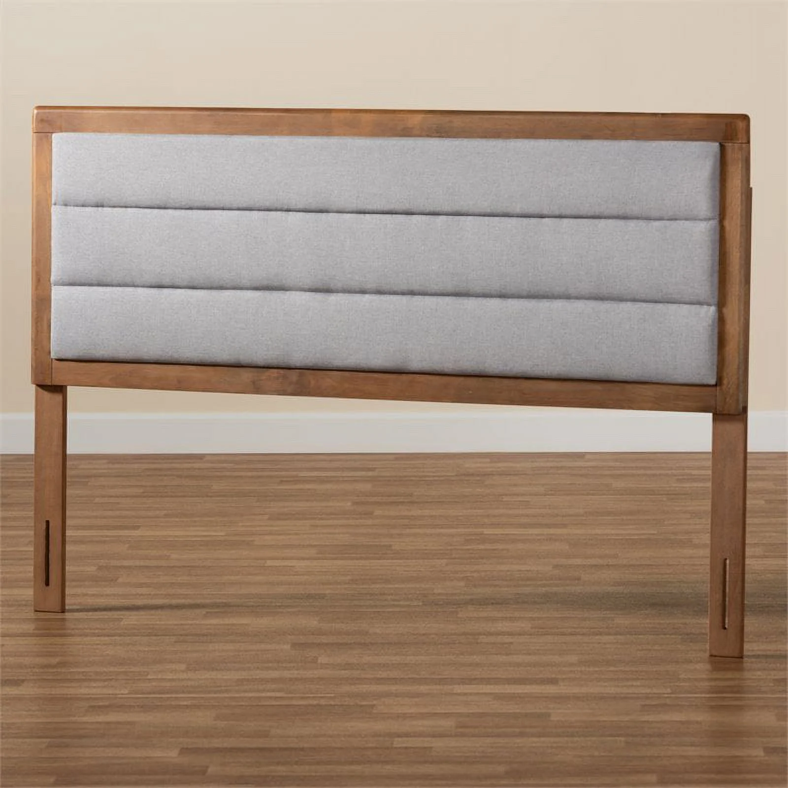 Bowery Hill Light Gray and Brown Finished Wood Queen Size Headboard