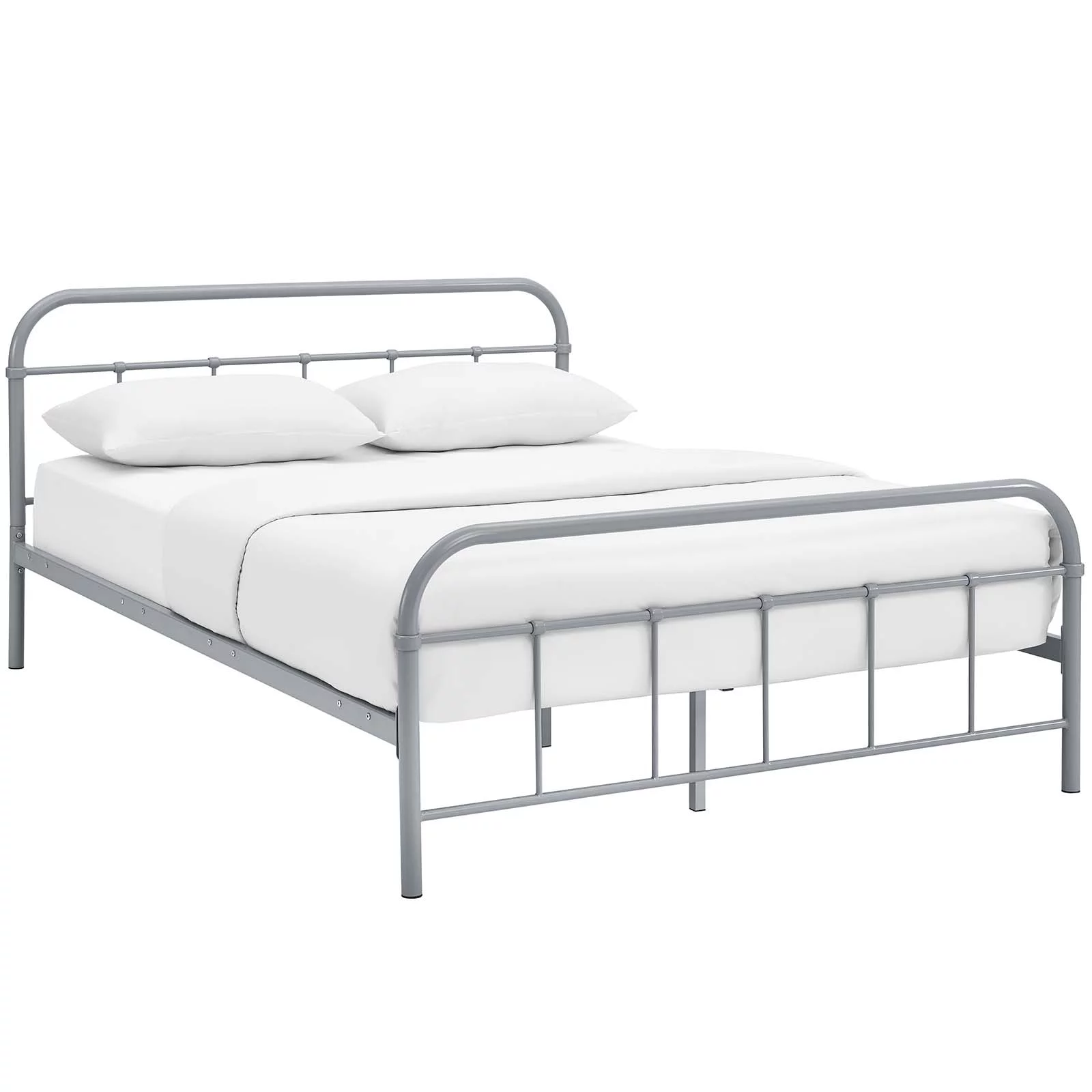 Modway Maisie Queen Stainless Steel Bed Frame in Gray