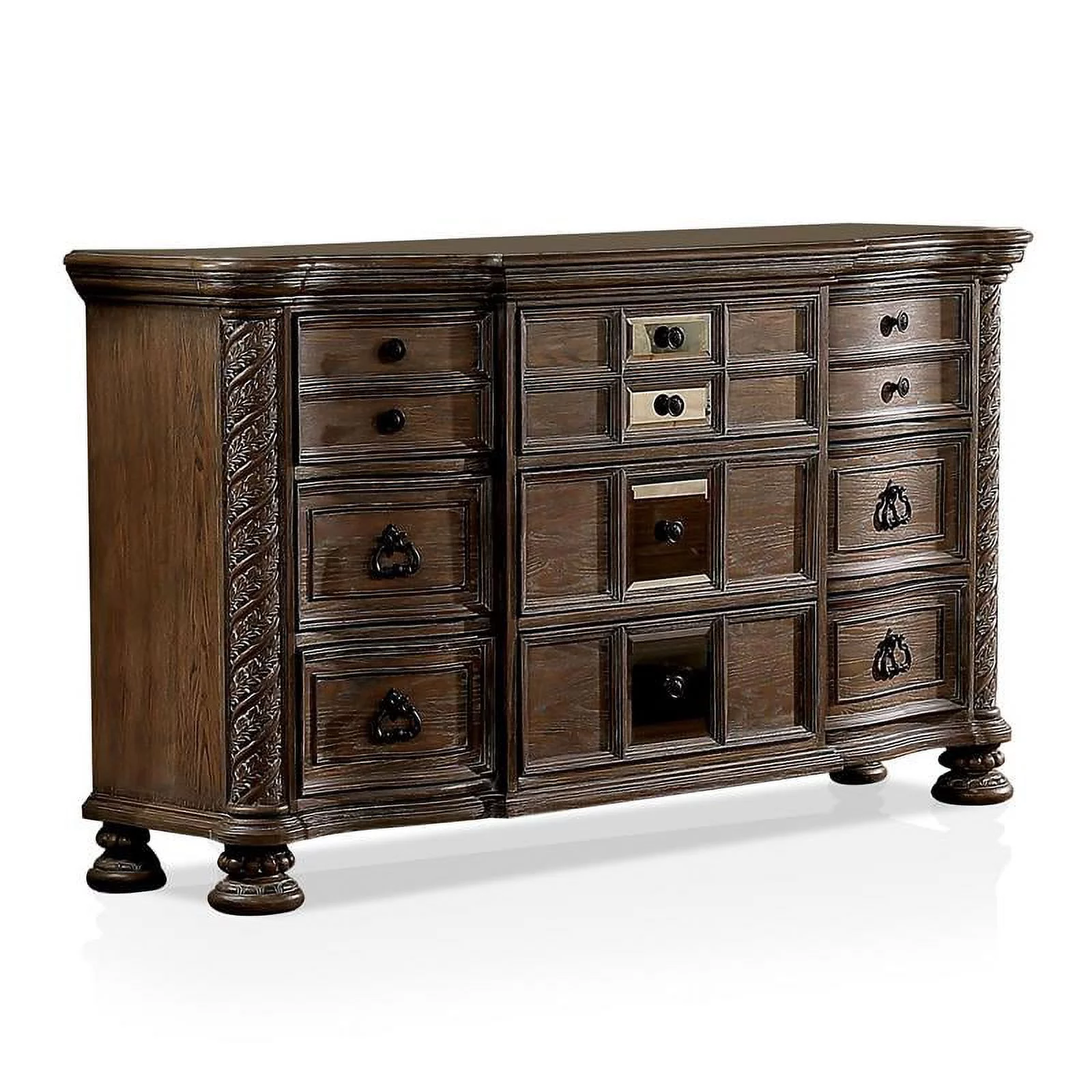 Furniture of America Racha Transitional Wood 9-Drawer Dresser in Natural Tone