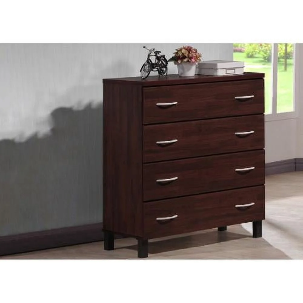 Baxton Studio Maison Modern and Contemporary Oak Brown Finish Wood 4-Drawer Storage Chest