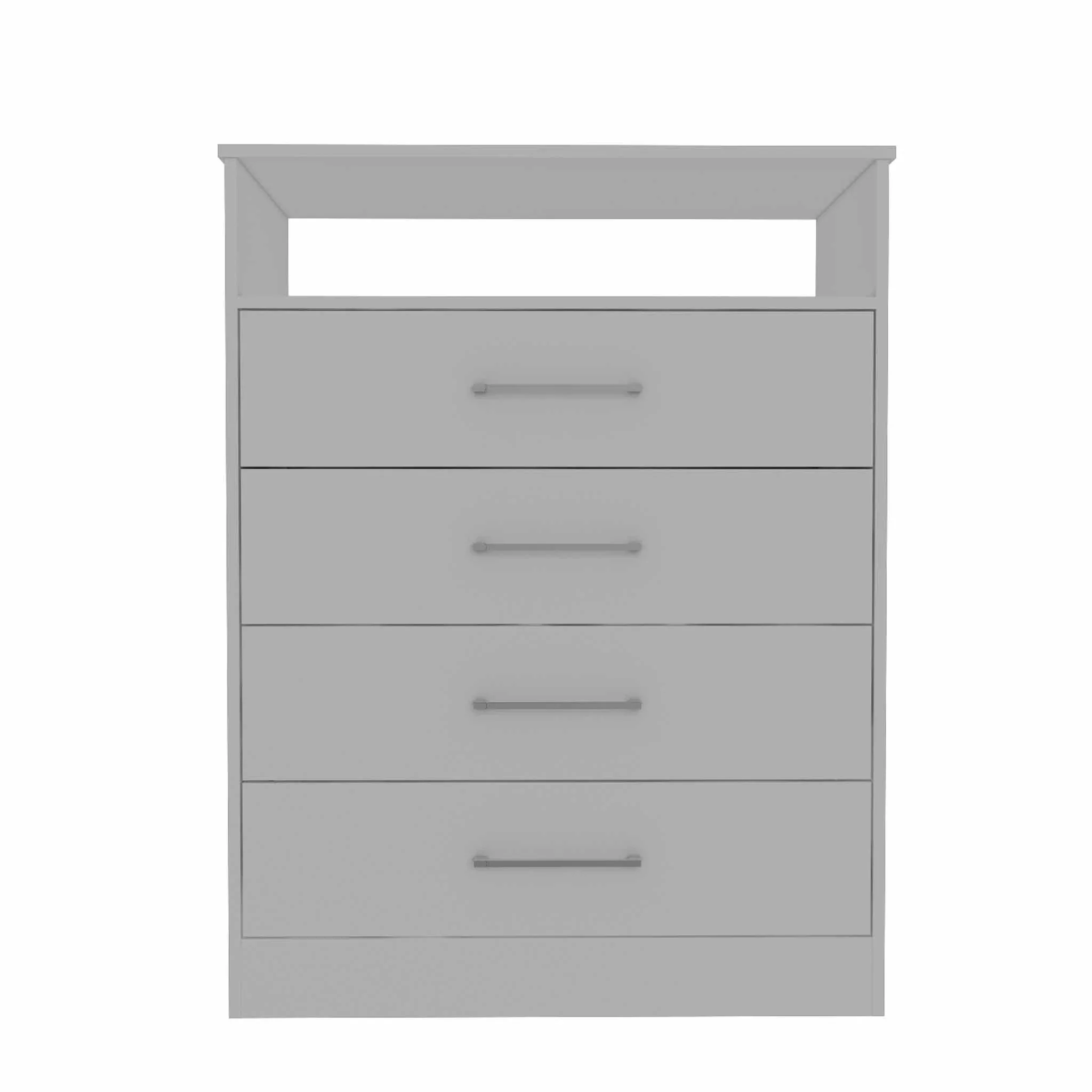 HomeRoots 403742 Modern White Four Drawer Dresser with Hutch