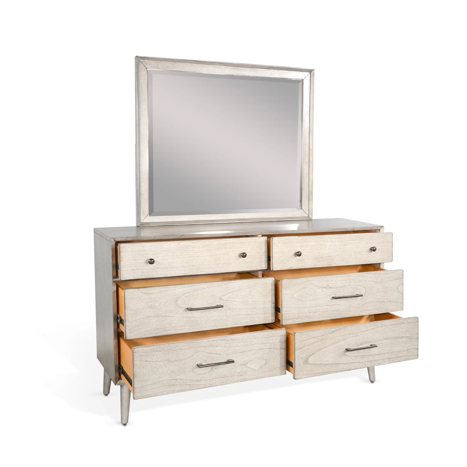 Sunny Designs American Modern 6-Drawer Mindi Wood Dresser in Modern Gray