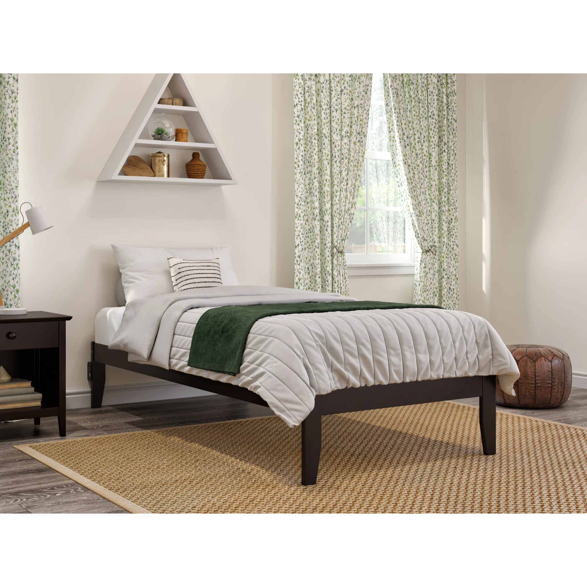AFI Colorado Modern Solid Wood Twin XL Bed with USB Charger in Espresso