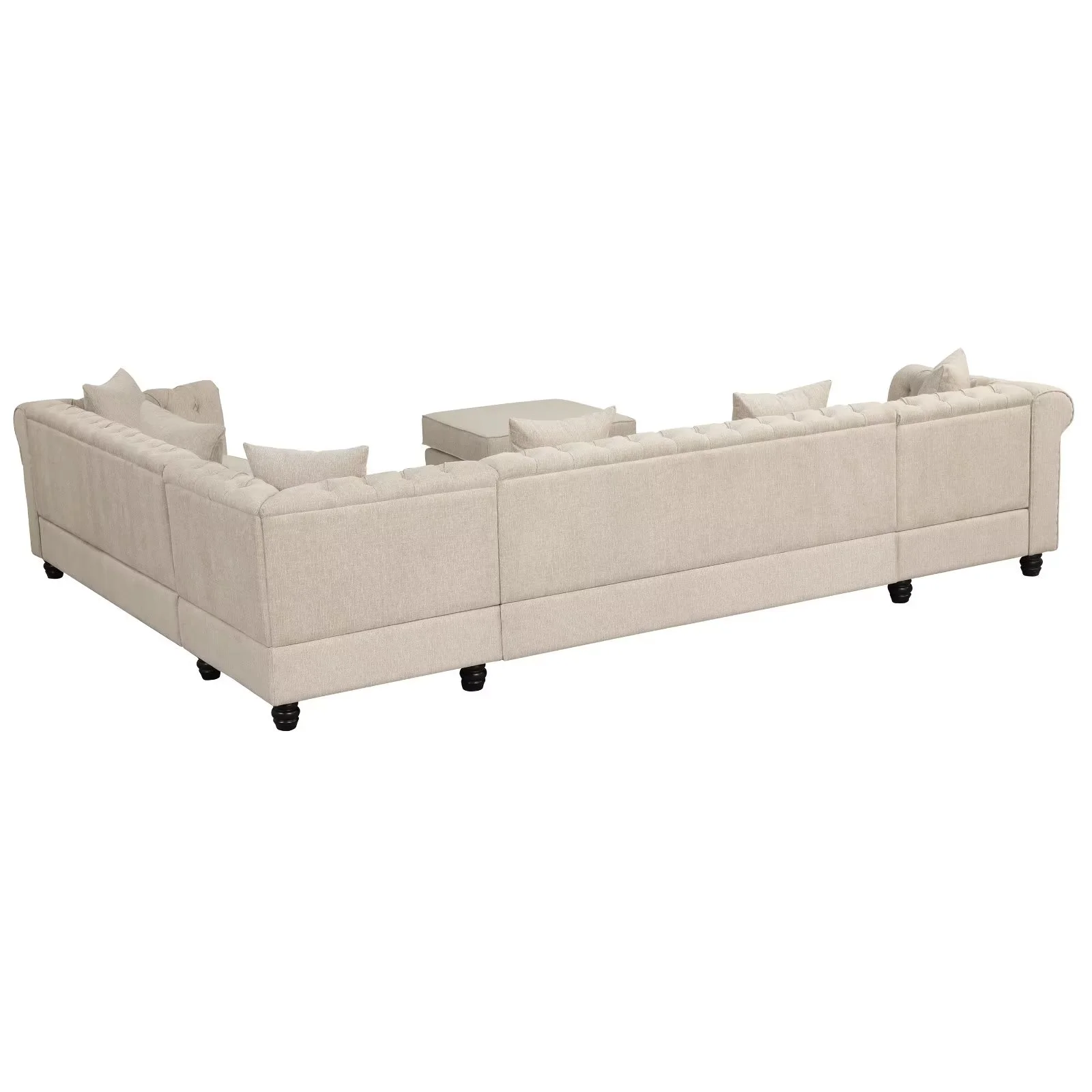 Morden Fort U Shape Modular Oversized Sectional Sofa Bed with Chaise Lounge and Ottman for Living Room Imitation chenille Beige