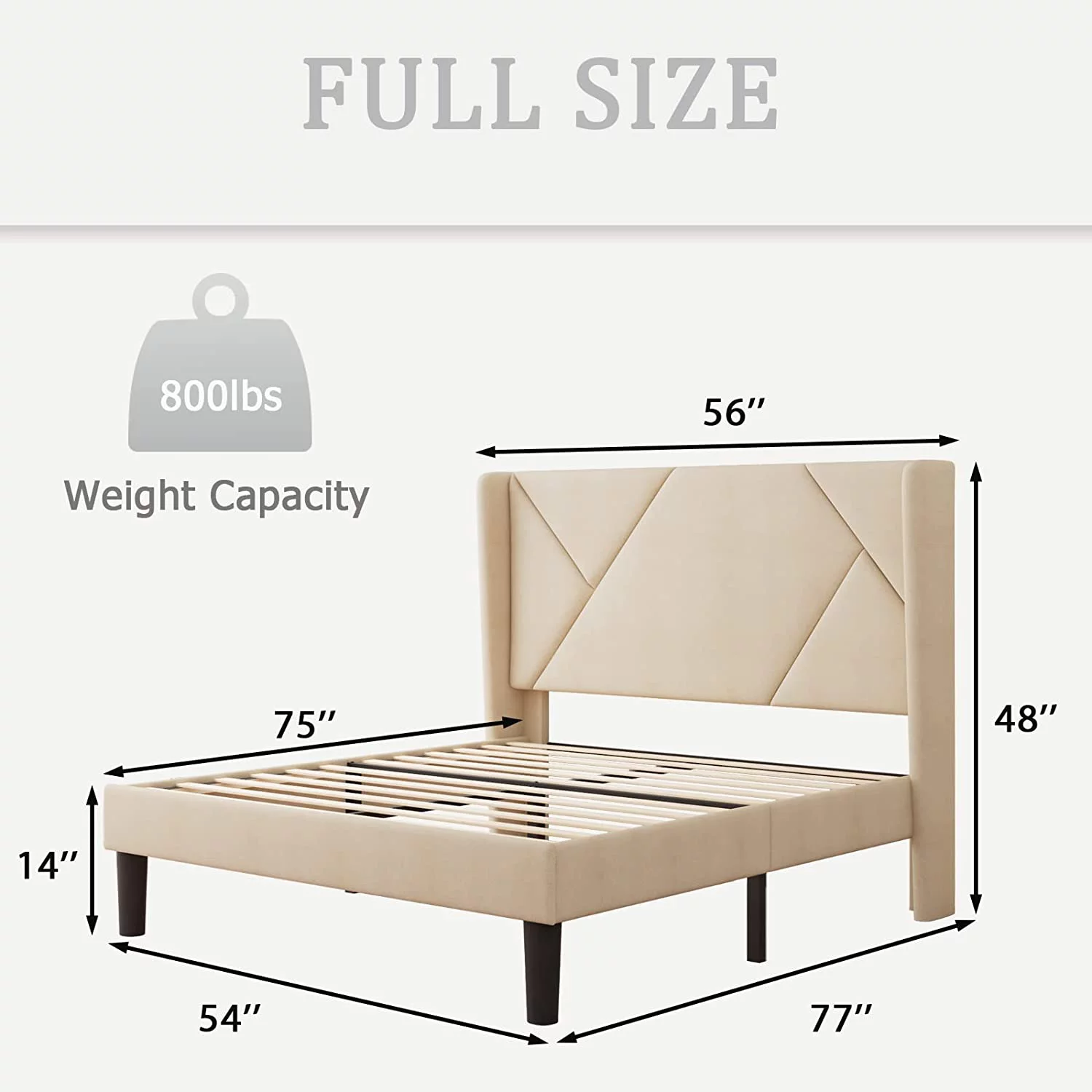 Popular Queen Size Platform Bed Frame with Wingback Geometric Upholstered Bed Frame with Headboard Wood Slats Support No Box Spring Required Dark Grey