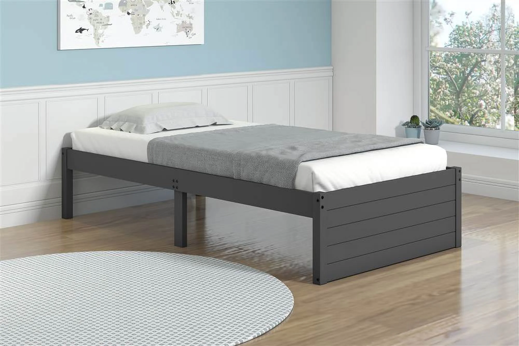 Donco Kids PD-400TDG Twin Size Footboard Panel Bed, Dark Grey