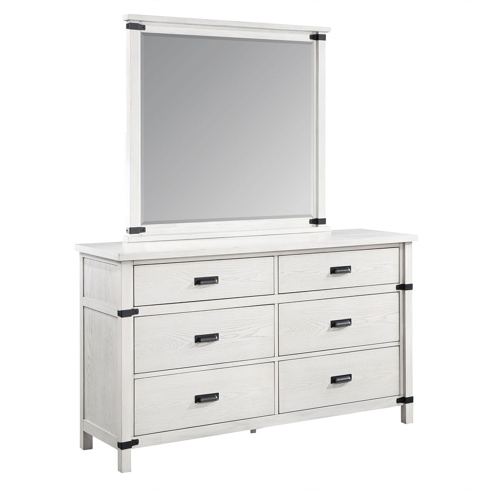 Loretta Modern Style 6-Drawer Dresser Made with wood in Antique White
