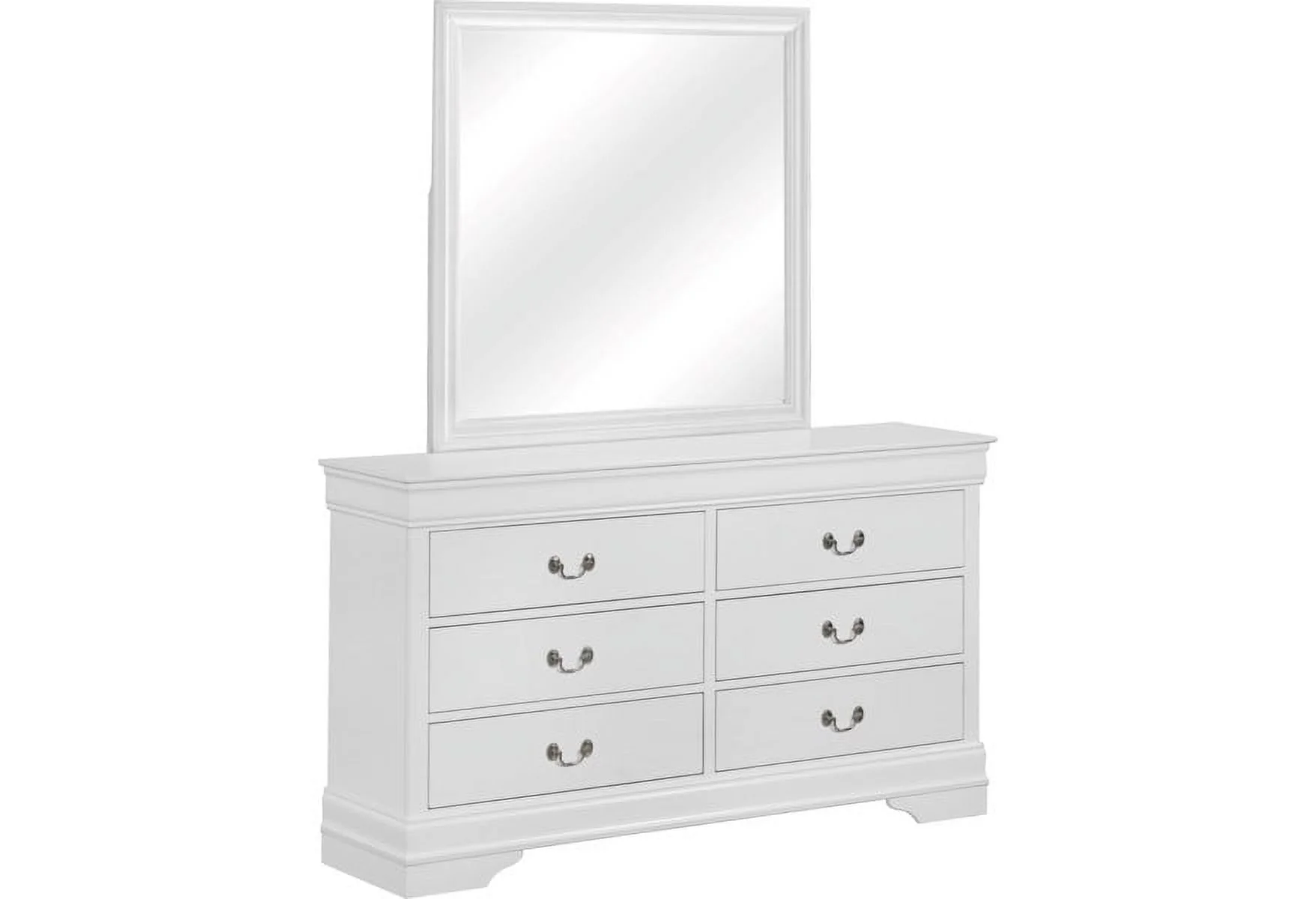 Traditional Classic 5pc Twin Panel Bed Dresser Mirror Nightstand Set White Finish Wooden Bedroom Furniture