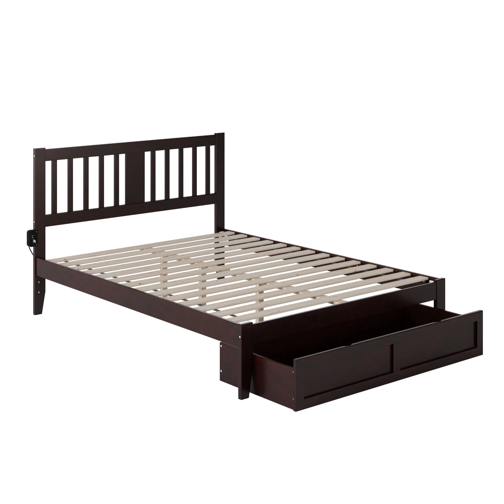 AFI Tahoe Solid Wood Queen Platform Bed with Foot Drawer in Espresso