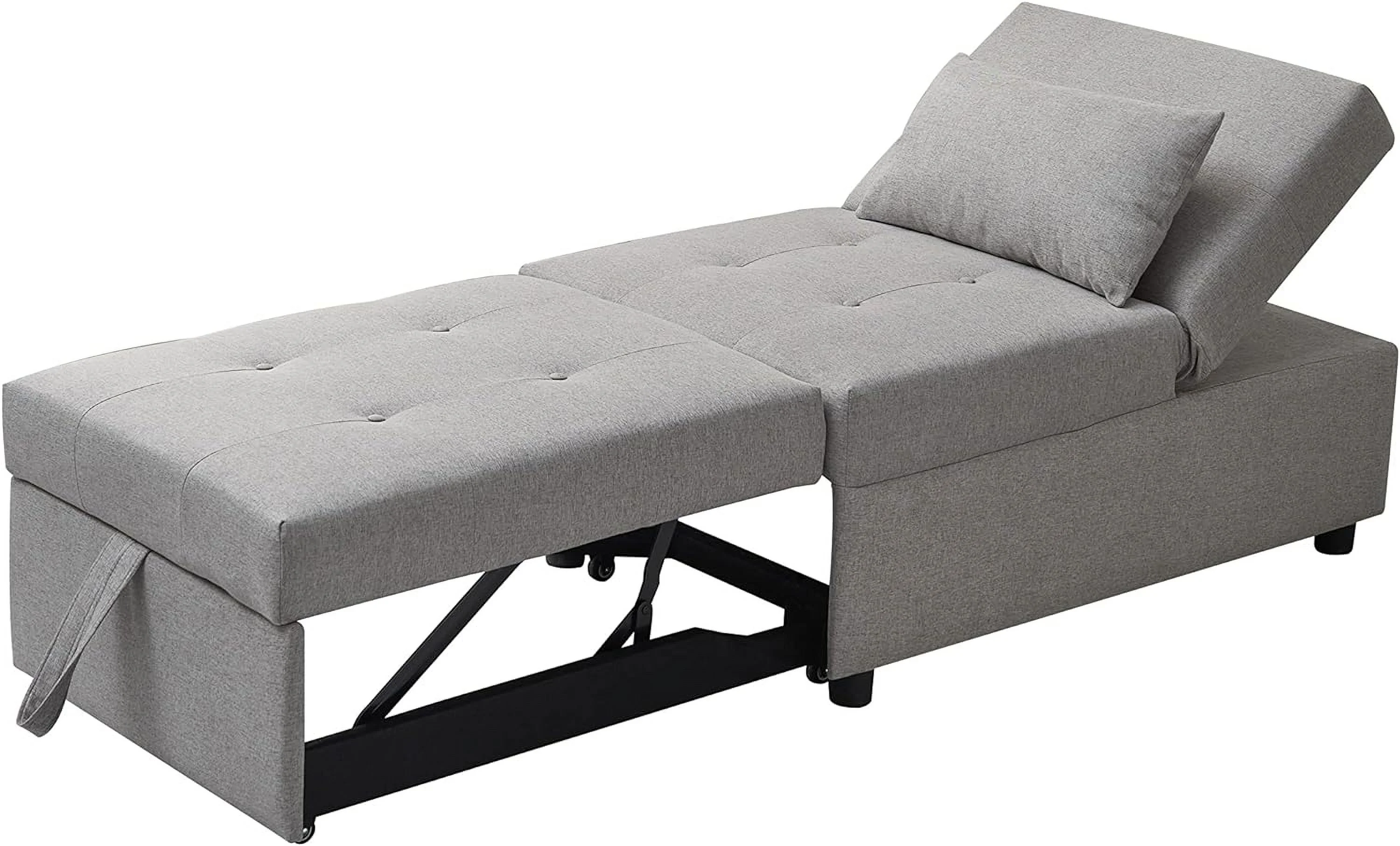 MultiFunction Ottoman, Sofa Bed Sleeper, Convertible Chair, Light Grey