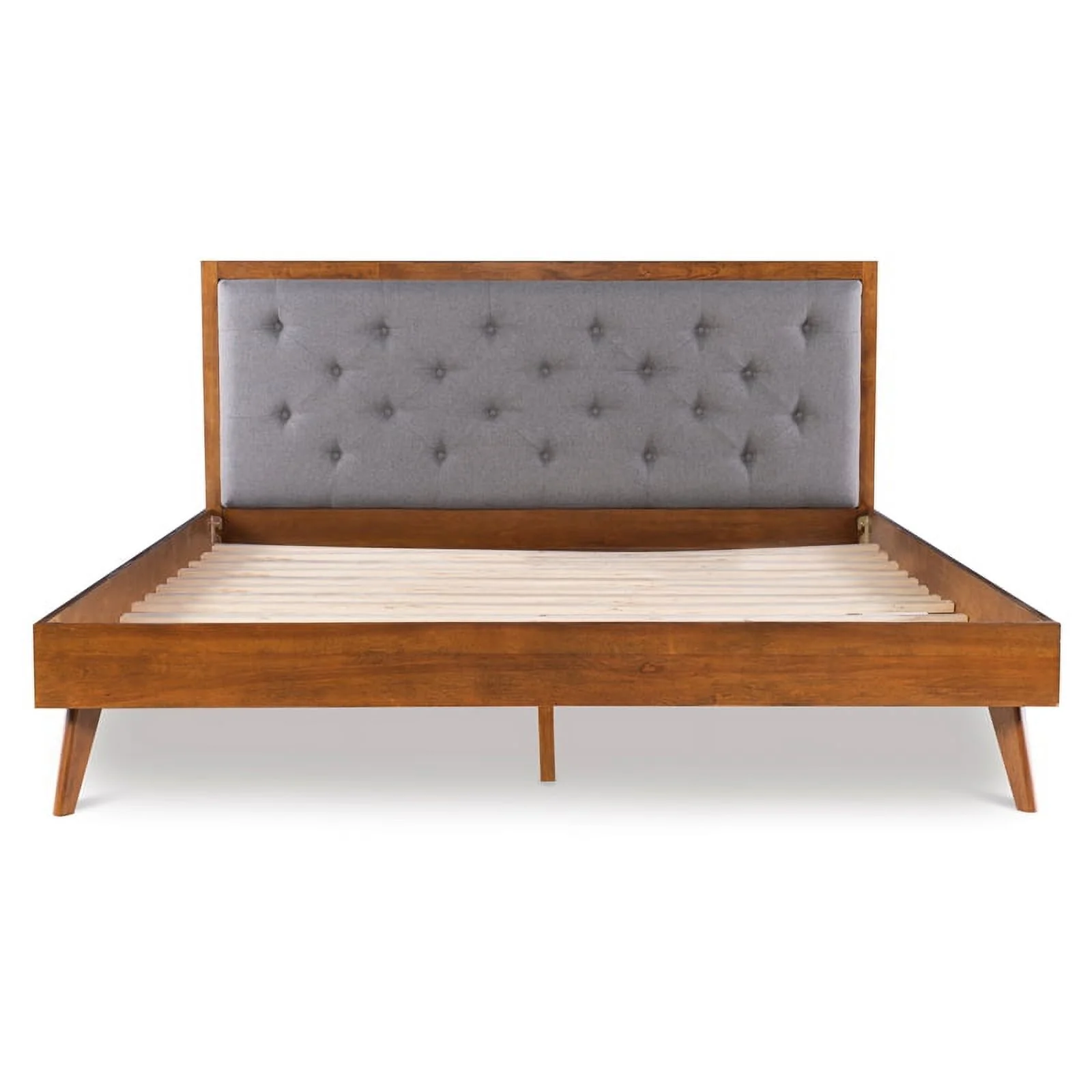 Riverbay Furniture Bristol Tufted Fabric & Wood Platform King Bed Brown/Gray