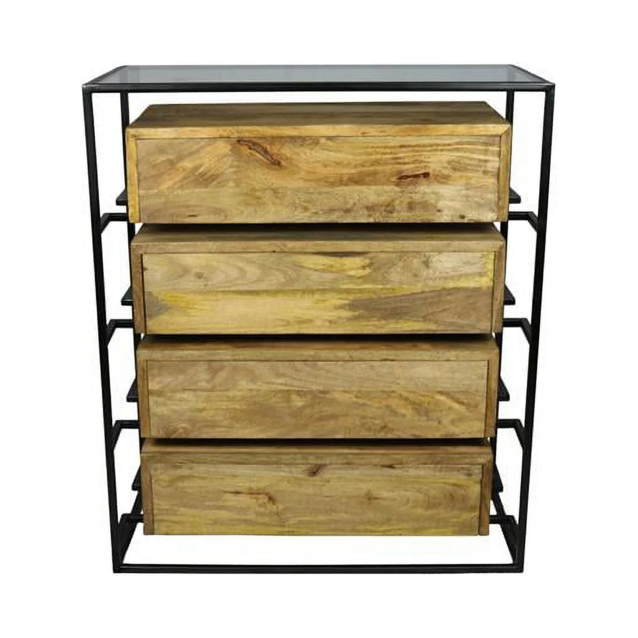 HomeRoots 489228 41 in. Solid Wood Four Drawer Standard Chest, Natural