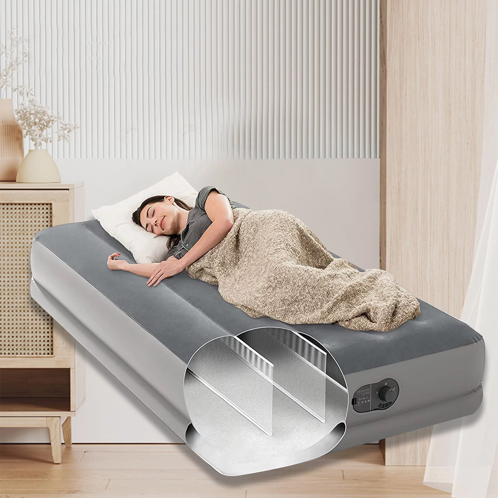 Twin Air Mattress Built in Pump - Standard Series(Grey)