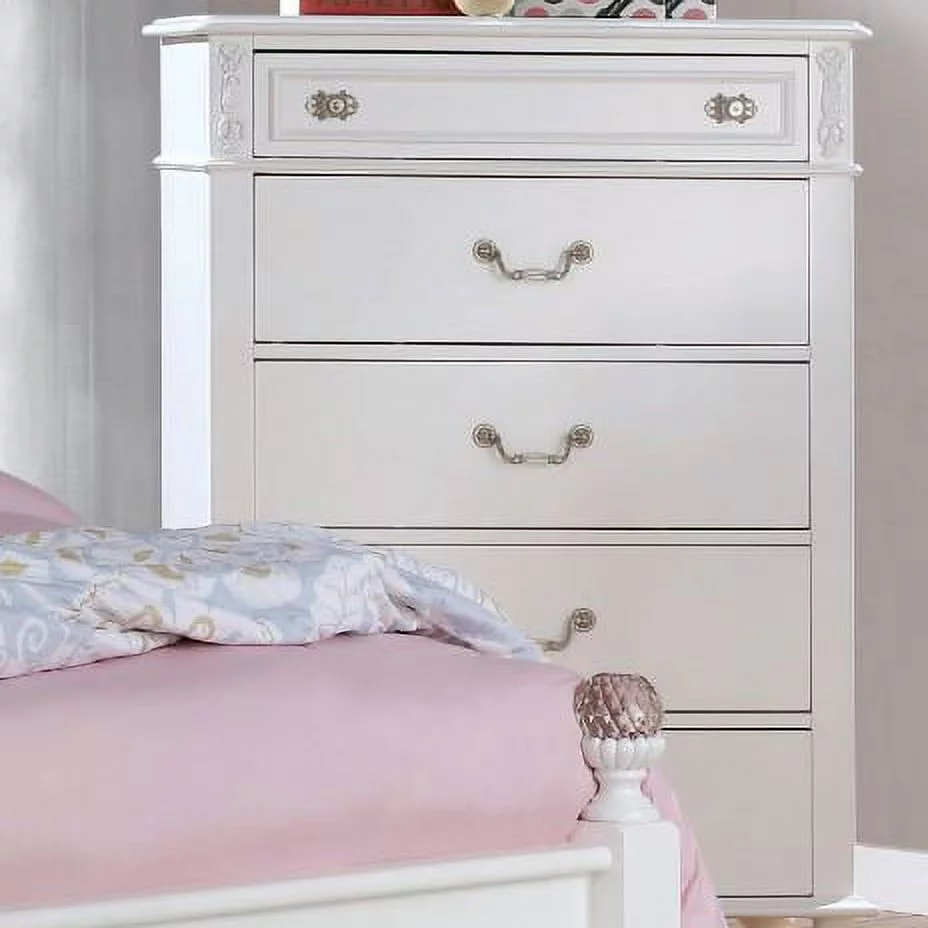 Furniture of America Kylee Traditional Wood 5-Drawer Chest, White