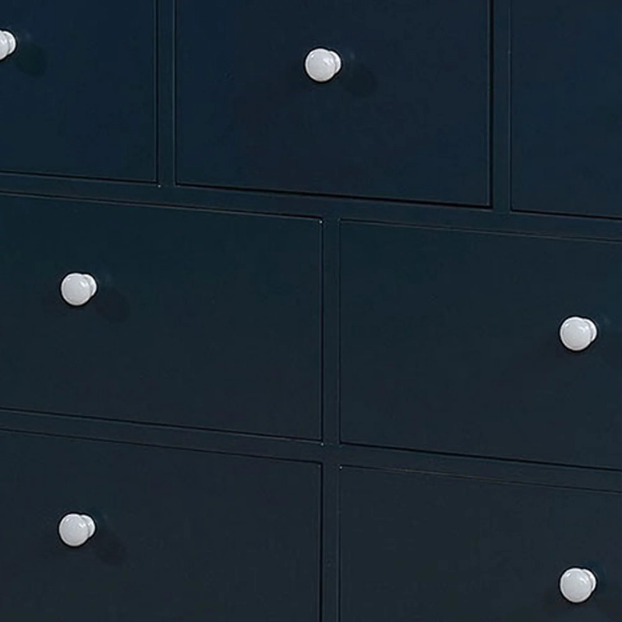 Benjara Transitional 7 Drawer Wooden Dresser with Knob Pulls, Blue
