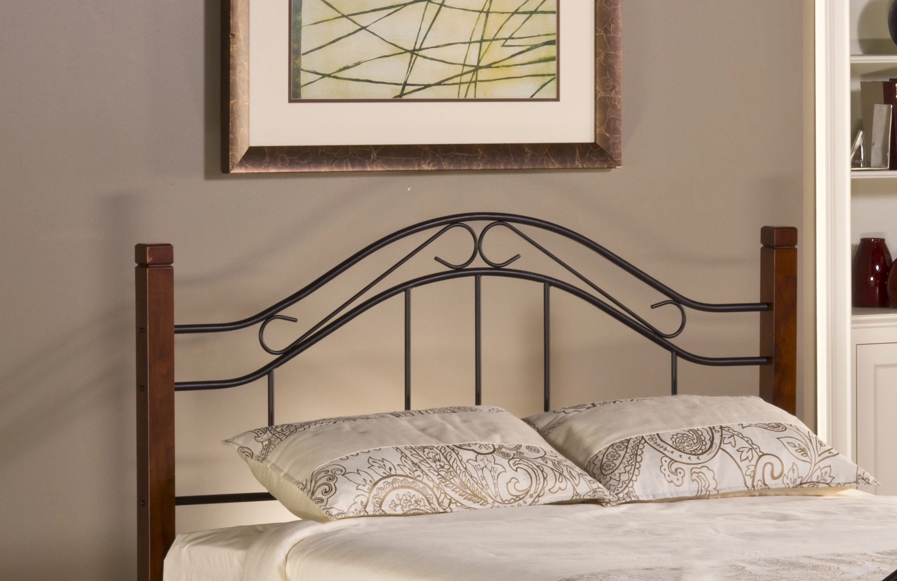 Hillsdale Furniture Matson Transitional Wood Metal Headboard & Footboard Set, Full/Queen, Black/Cherry