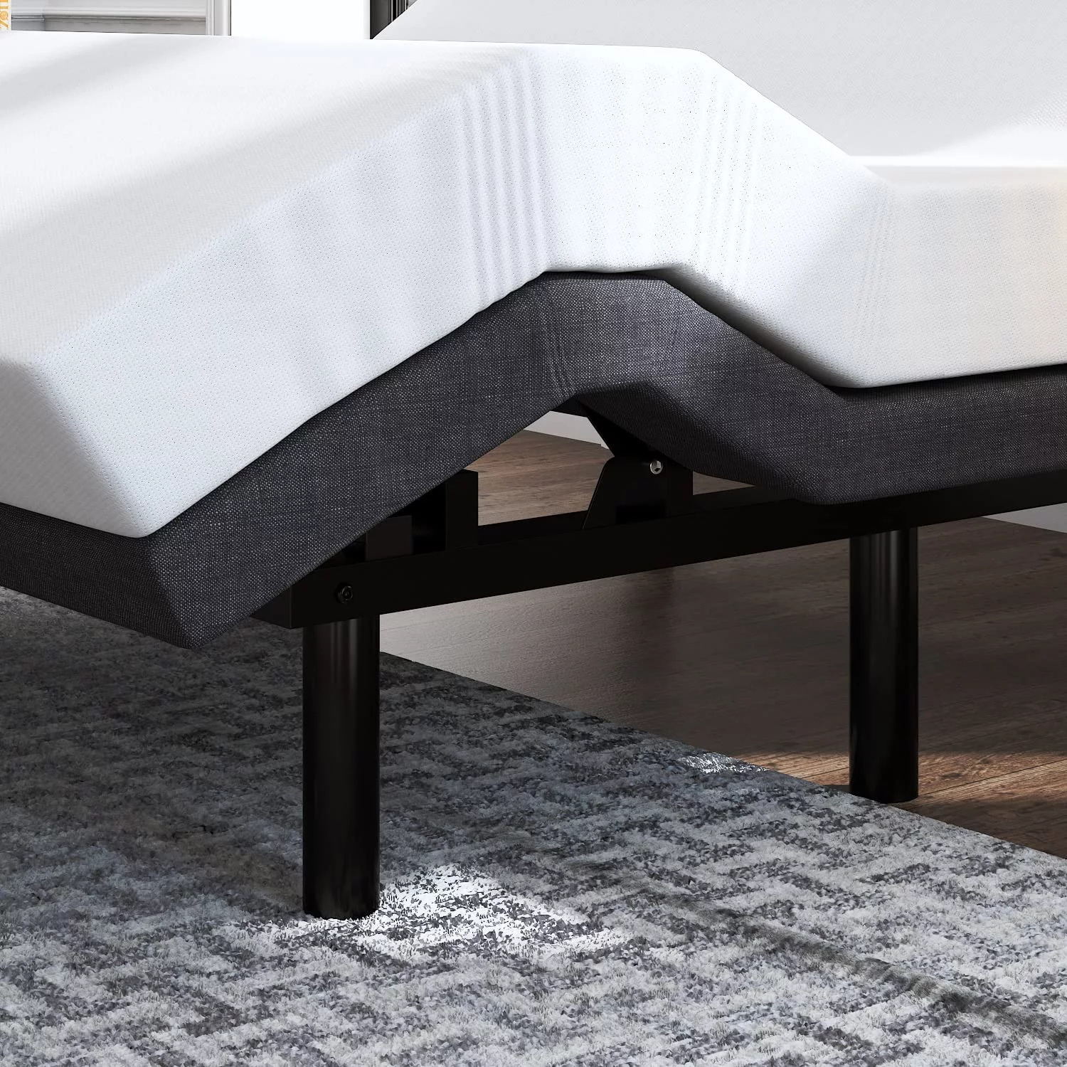 Einfach Twin XL Size Adjustable Bed Frame with Wireless Remote (Bed Base Only), Upholstered