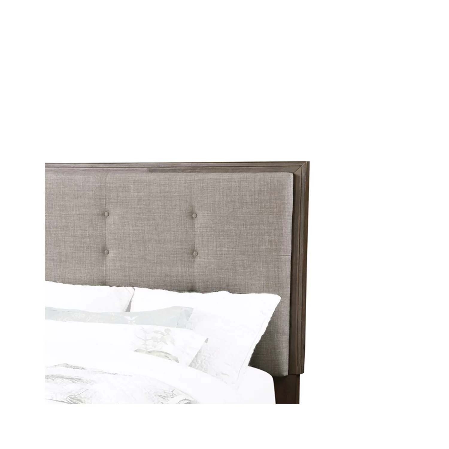 Benjara BM219440 Wooden Headboard with Button Tufting & Padding, Gray & Brown