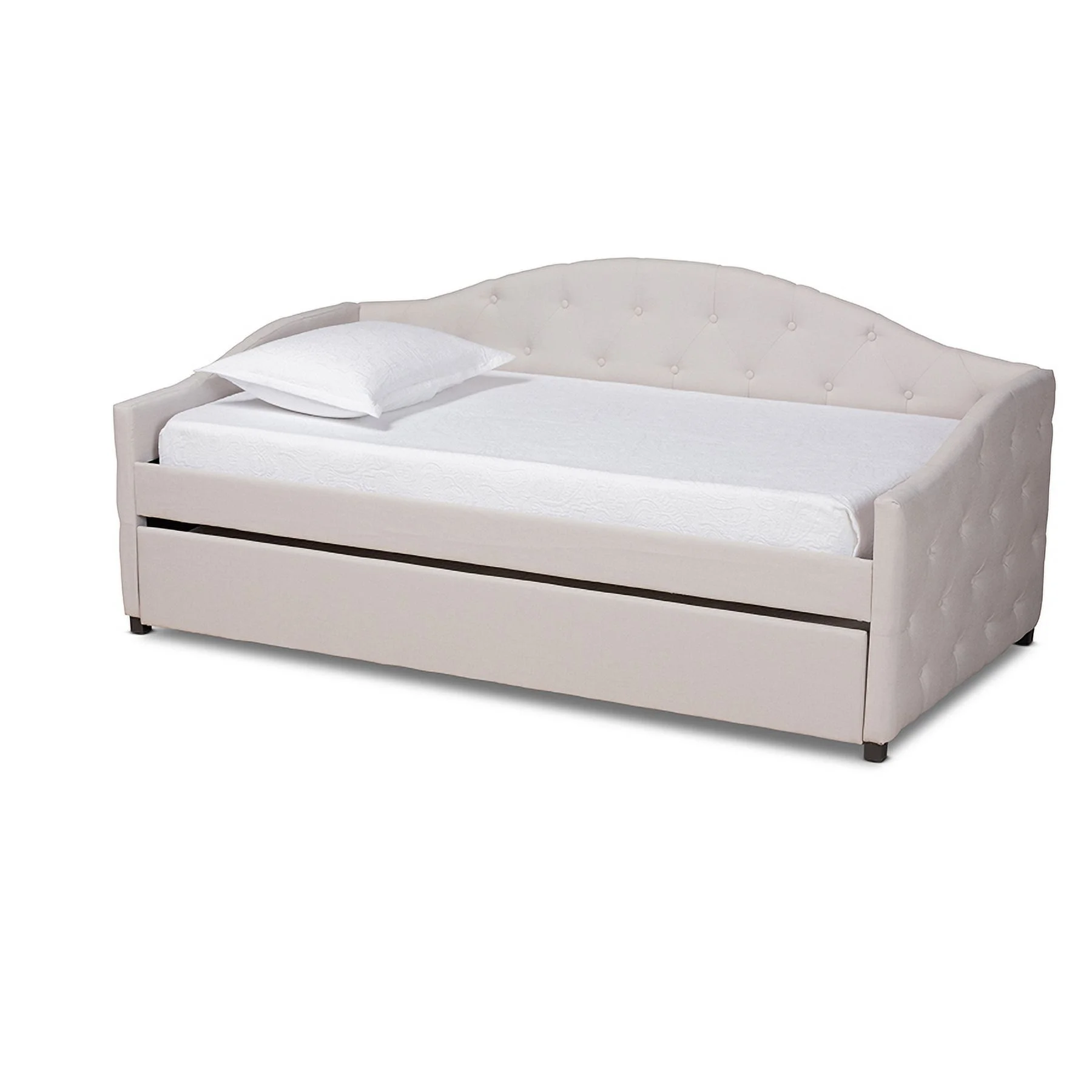 Baxton Studio Becker Modern and Contemporary Transitional Beige Fabric Upholstered Twin Size Daybed with Trundle