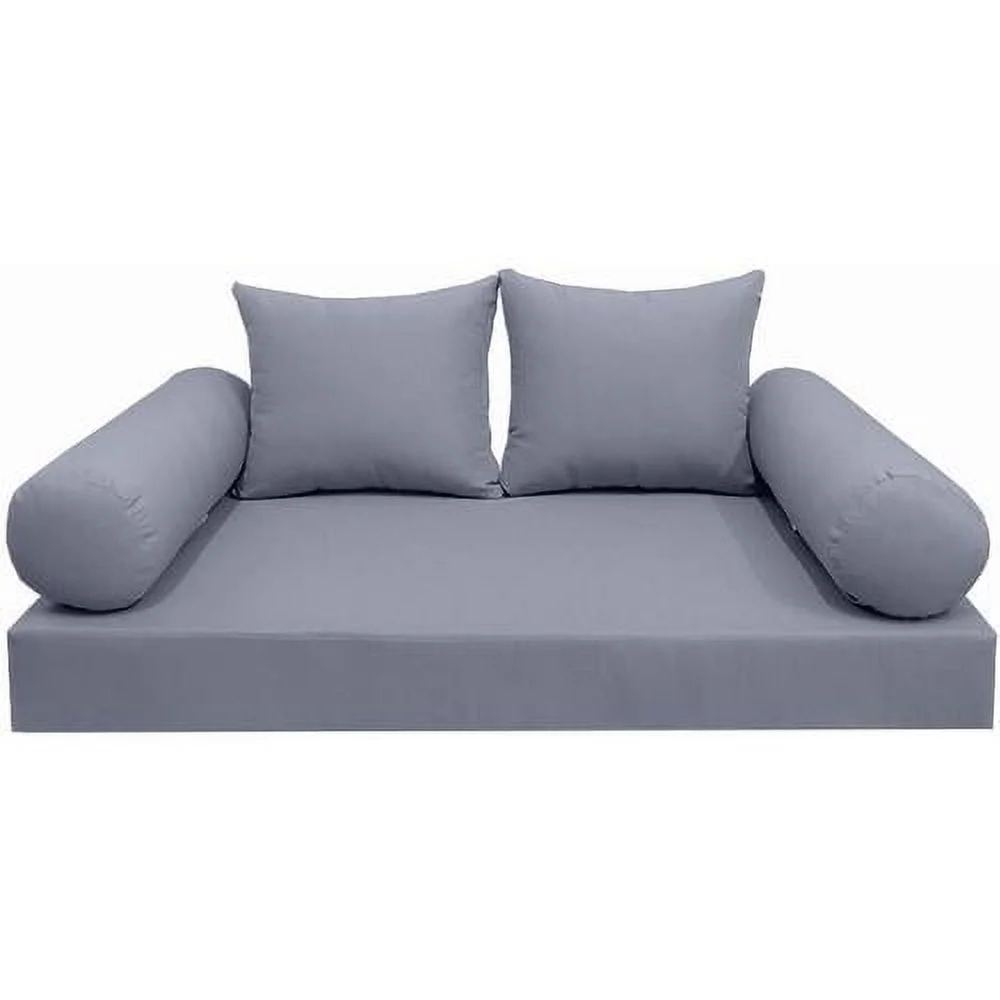 MH GLOBAL 5PC Outdoor Daybed Mattress Bolster Pillow Fitted Sheet Cover S.4 Crib Knife Edge AD001