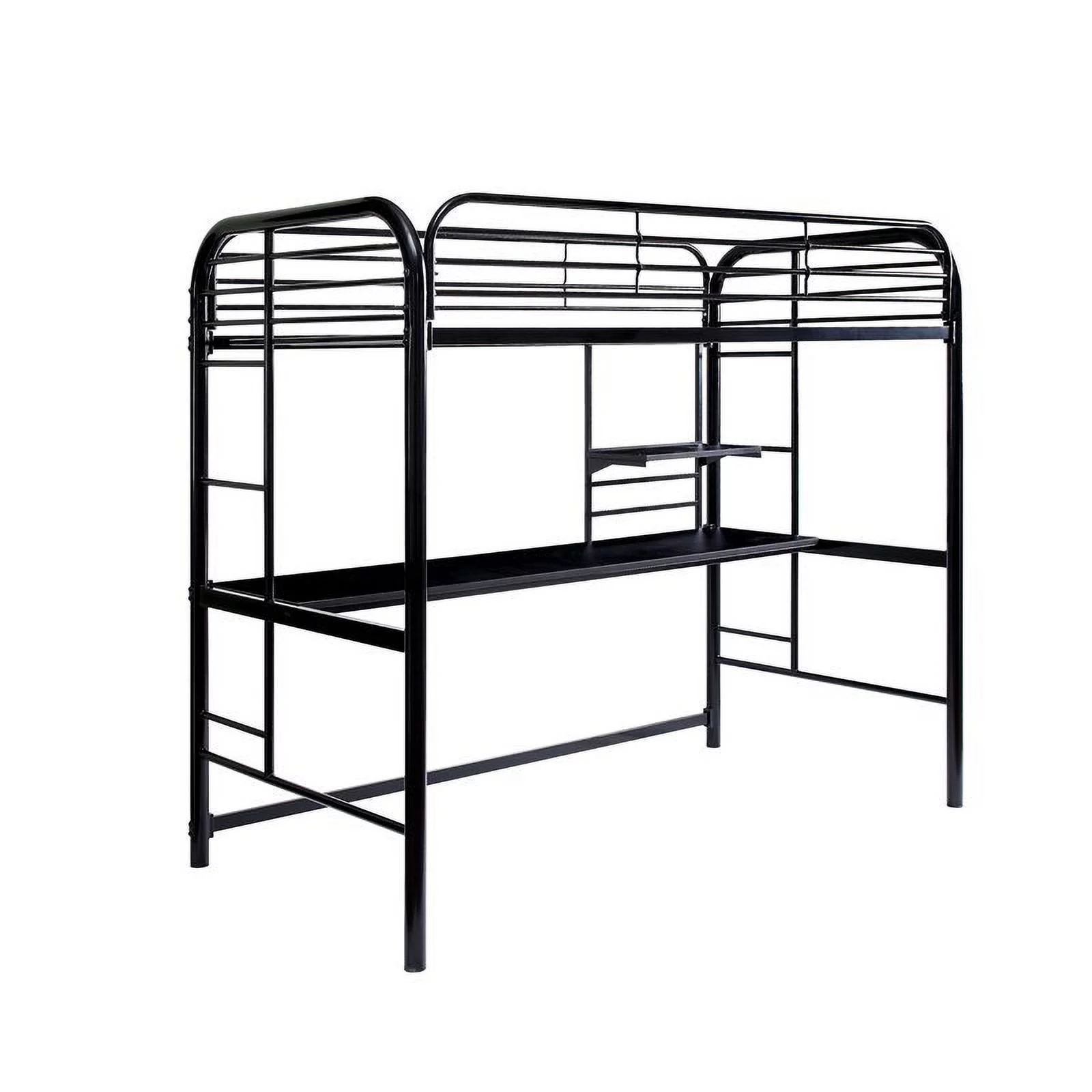 Bowery Hill Transitional Metal Twin over Workstation Bunk Bed in Black