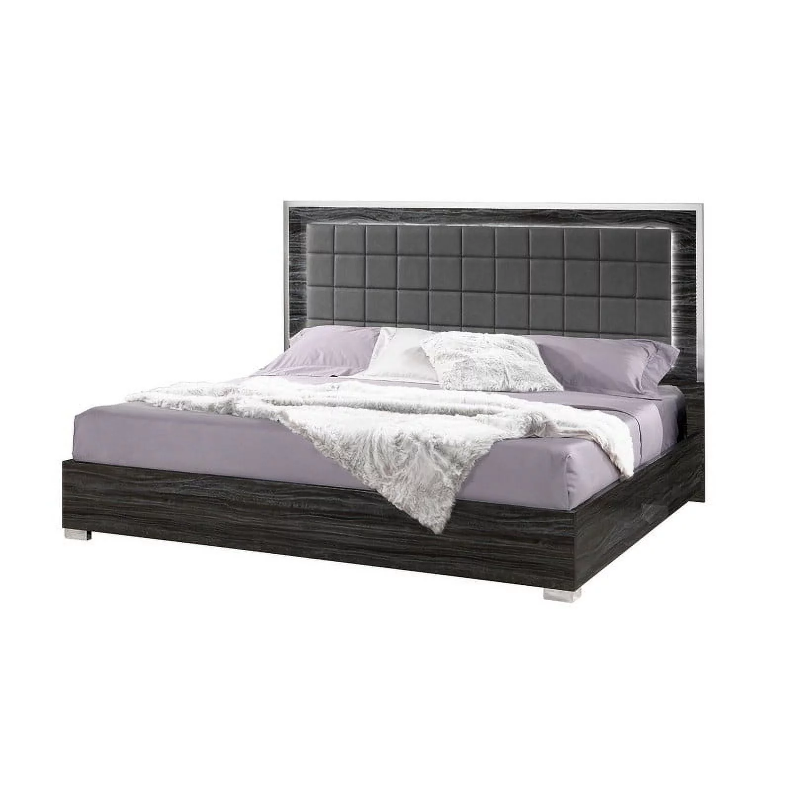Alice Premium 3-Piece Bedroom Set, Gloss Gray, Twin Size