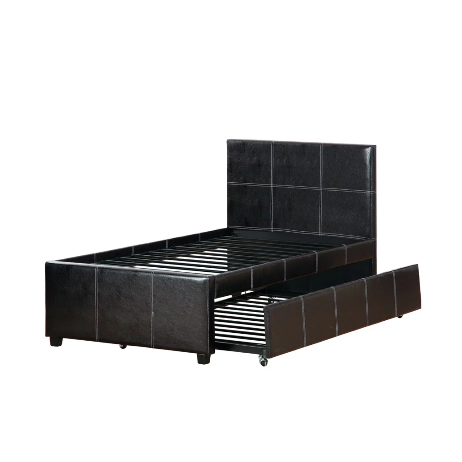 BenJara Mesmeric Twin Bed With Trundle Espresso Faux Leather,Brown