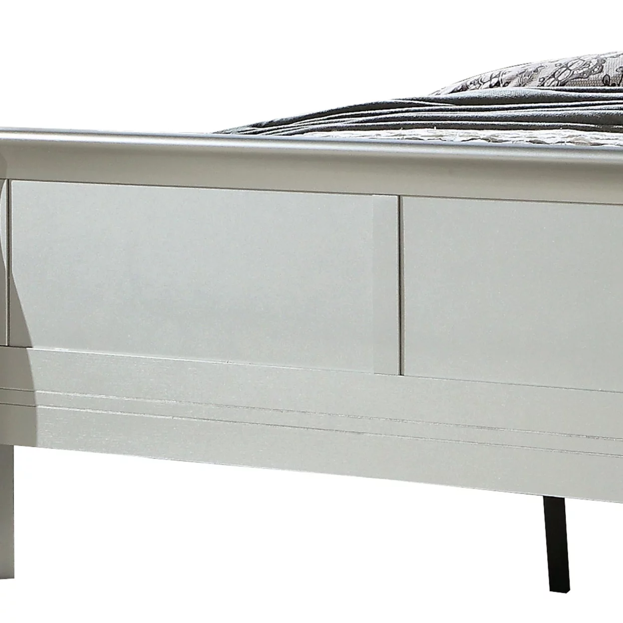Sleigh Design Twin Size Bed with Rectangular Thin Legs, Silver- Saltoro Sherpi