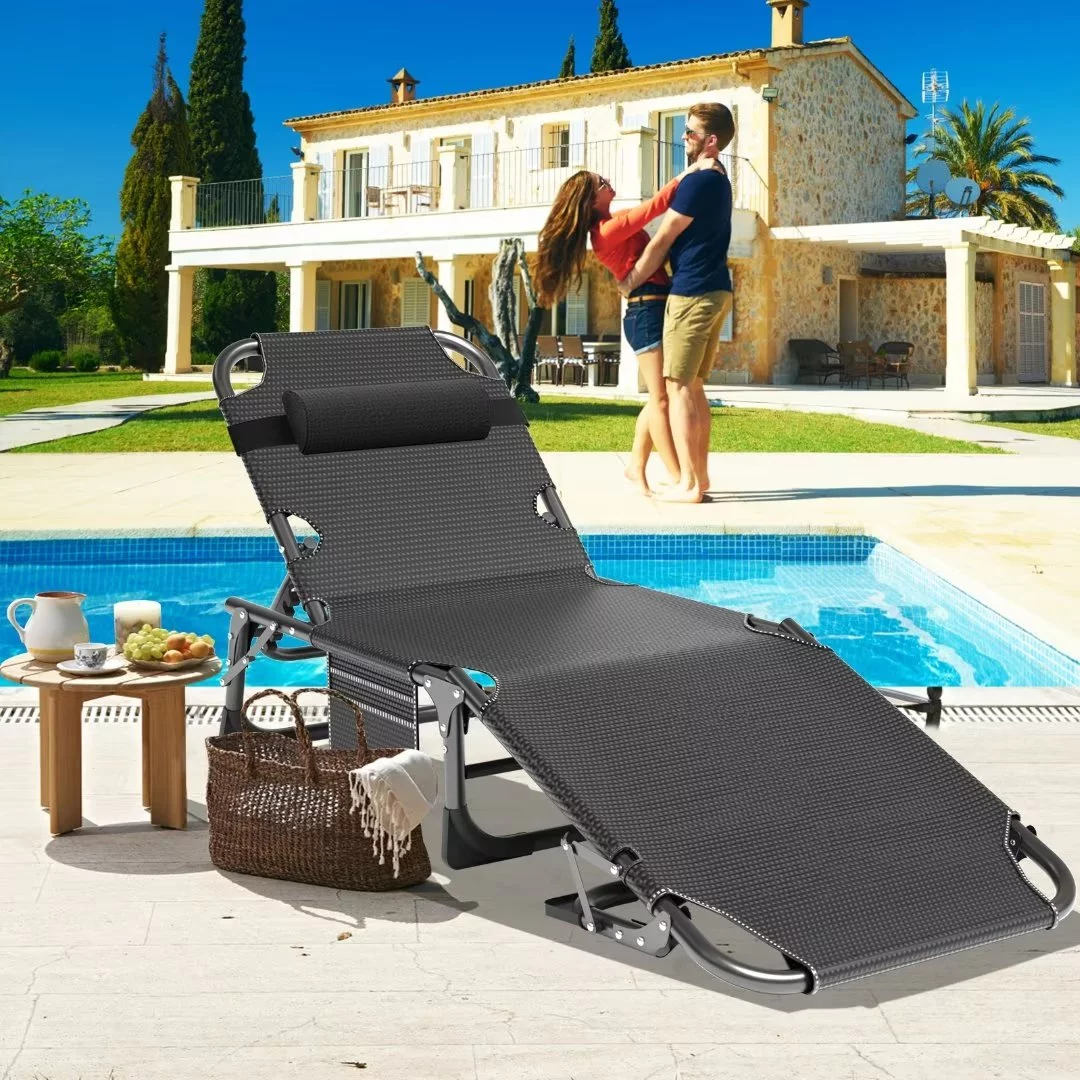 Docred 6-Fold Sleeping Cots for Adults, Folding Chaise Lounge Chairs Outdoor, Portable Folding Bed Cot Lounge Chair for Beach Lawn Camping Pool Sun Tanning