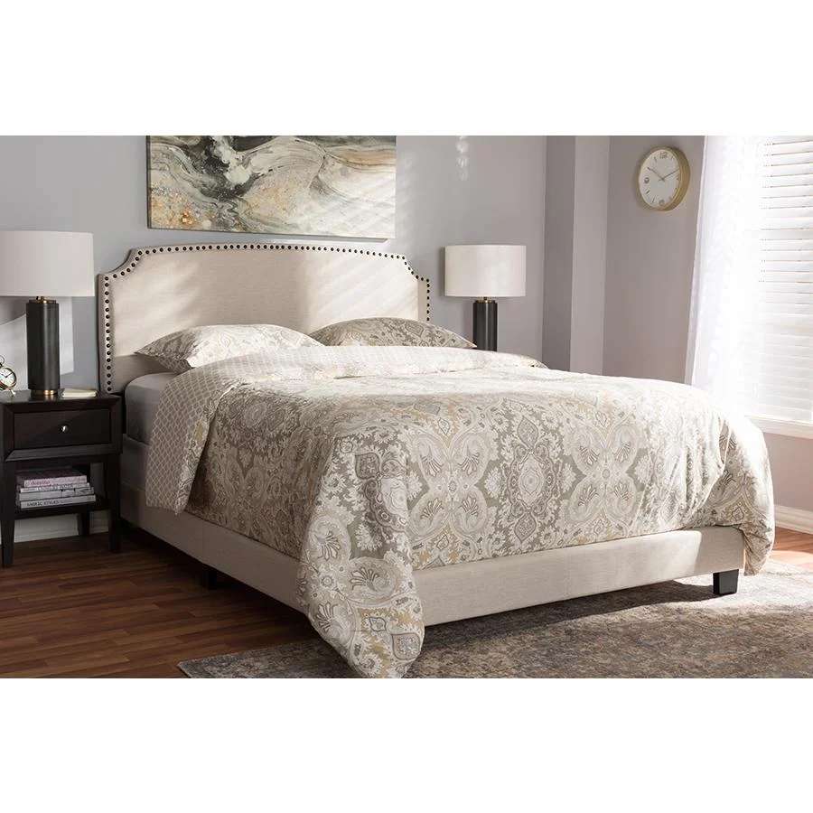 Baxton Studio Odette Modern and Contemporary Light Beige Fabric Upholstered Full Size Bed